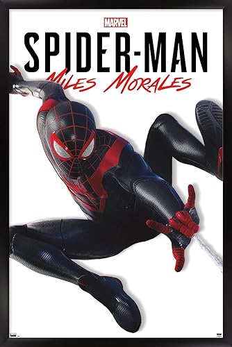 Trends International Marvel Comics - Póster de pared de Miles Morales Feature Series, 22.37 x 34.00 pulgadas, versión enmarcada en negro