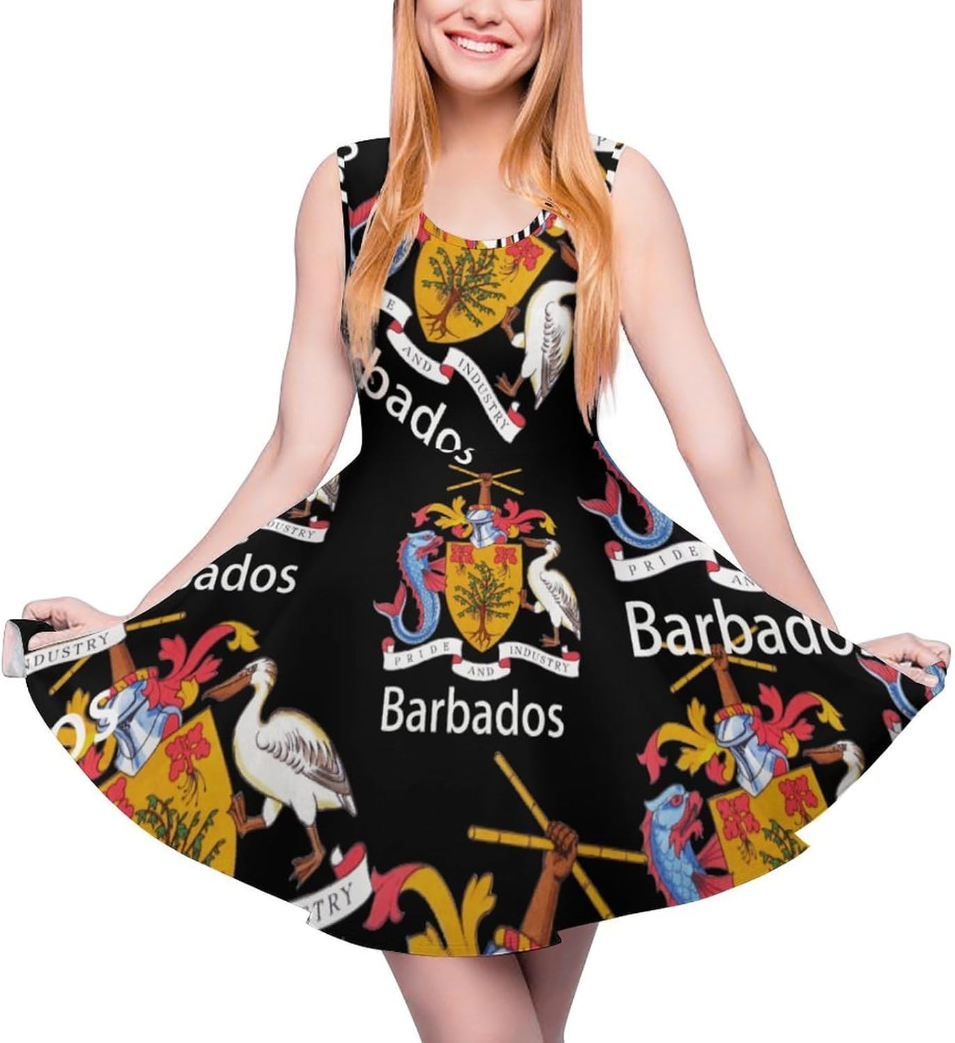 Bajan Flag Jersey Barbados Barbadian Flags Summer Dresses for Women Sleeveless Beach Sundress