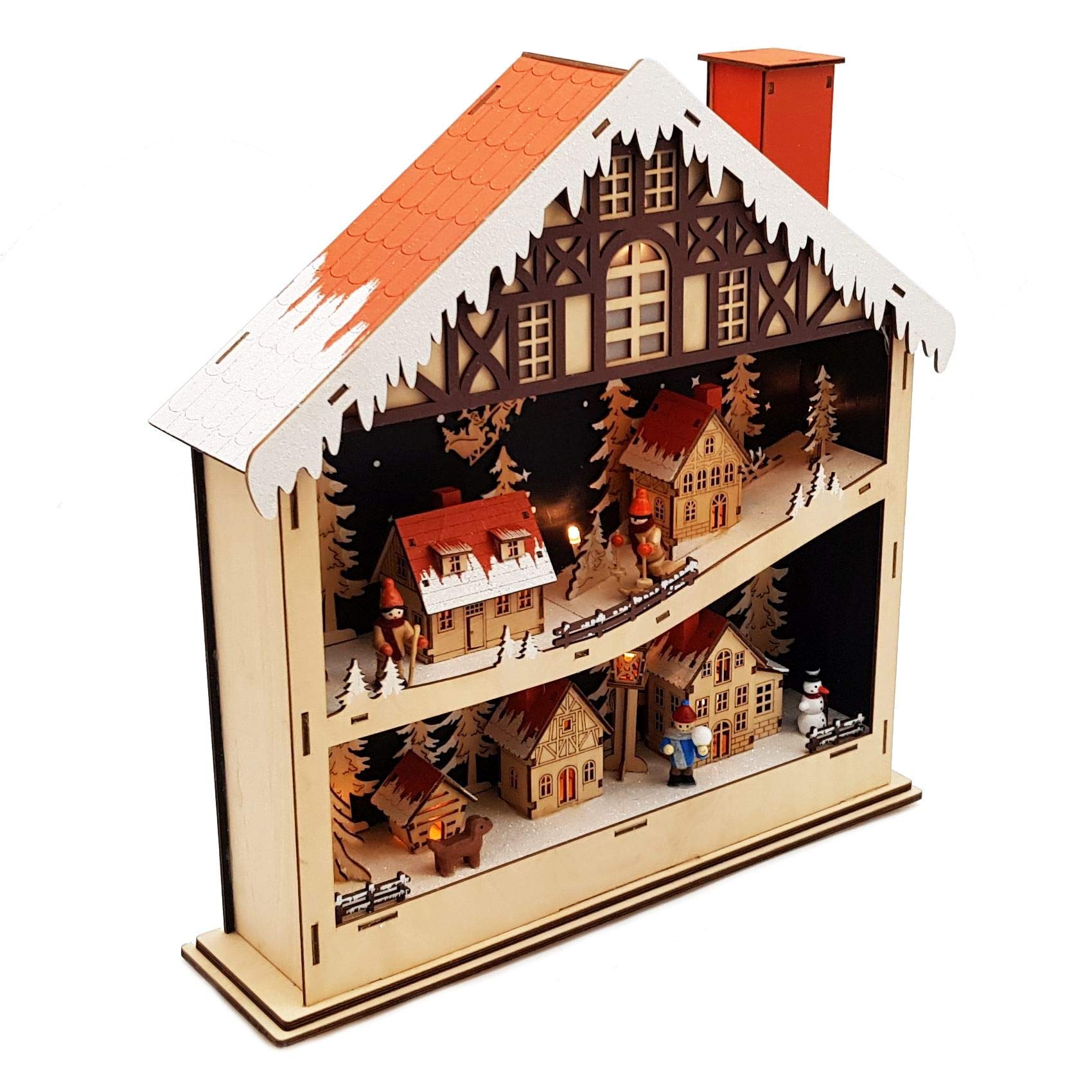 Wichtelstube-Kollektion Weihnachtsdeko Holz beleuchtet Weihnachtshaus Schwibbogen