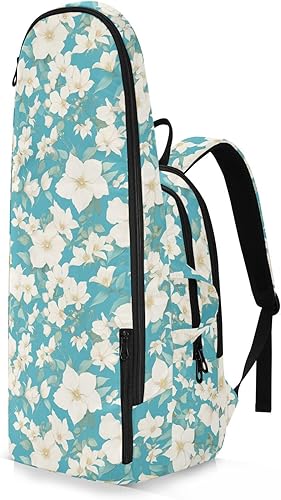 Miniatura 2 de Mochila de pelota de raqueta de tenis, grande, resistente, elegante, blanco, flores de Clematis, fondo verde azulado, bolsas de gimnasio, mochila de
