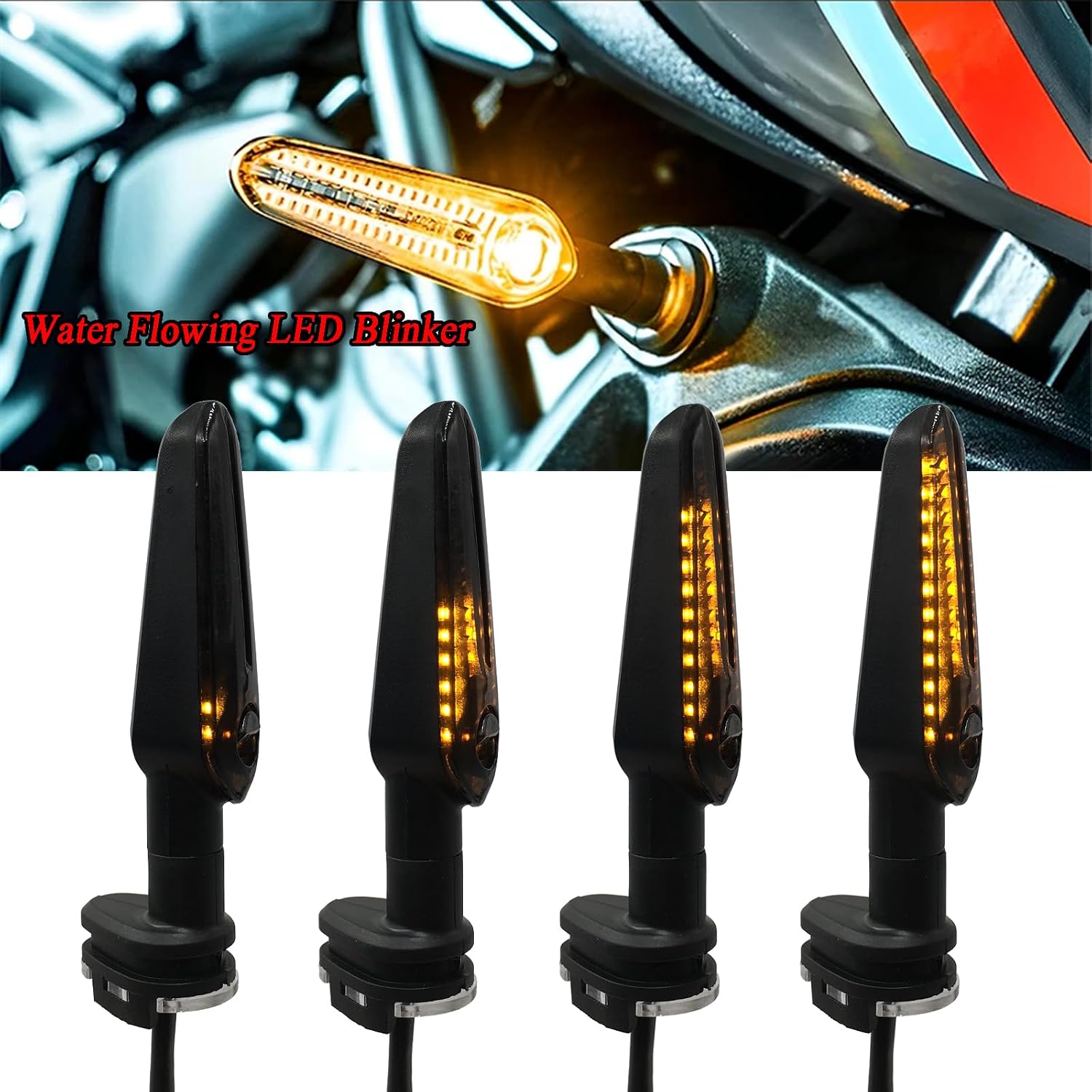 2PCS 12 LEDs Motorcycle Turn Signals Water Flowing Indicator Arrow Blinker Lamps Compatible with YAMAHA MT07 TRACER 700 MT09 MT10 MT15 MT125 YZF R1/R3/R6/R6S XSR 700/900 (Smoke)