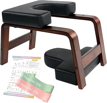 Restrial Life Yoga Inversion Bench- Headstand Bench for Home & Gym, Relieve Stress, Strengthen Core, Improve Sleep & DigestionTwo Resistance Bands For Free