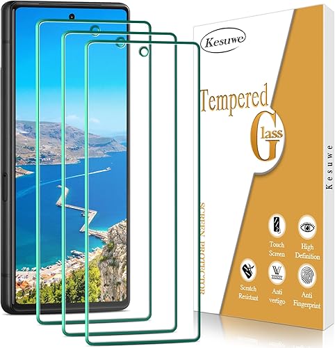 Kesuwe Paquete de 3 Protector de pantalla para Google Pixel 7 vidrio templado, antiarañazos, transparente HD, dureza 9H, ultra resistente, sin