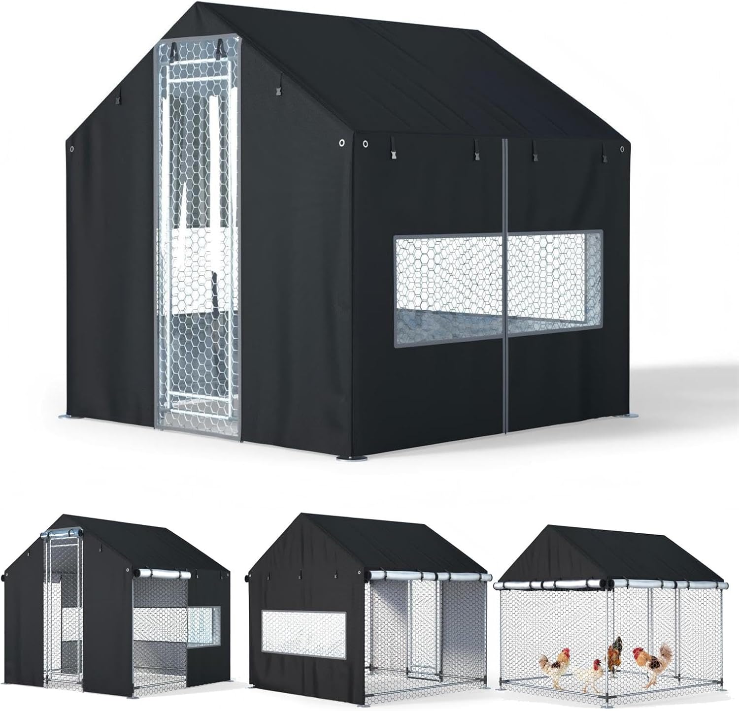 Chicken Coop Cover 6.6x6.6x6.6ft All-Weather, Premium 600D Oxford Fabric – Waterproof, Snowproof & UV-Resistant Outdoor Chicken Coop Protection (Cover Only)