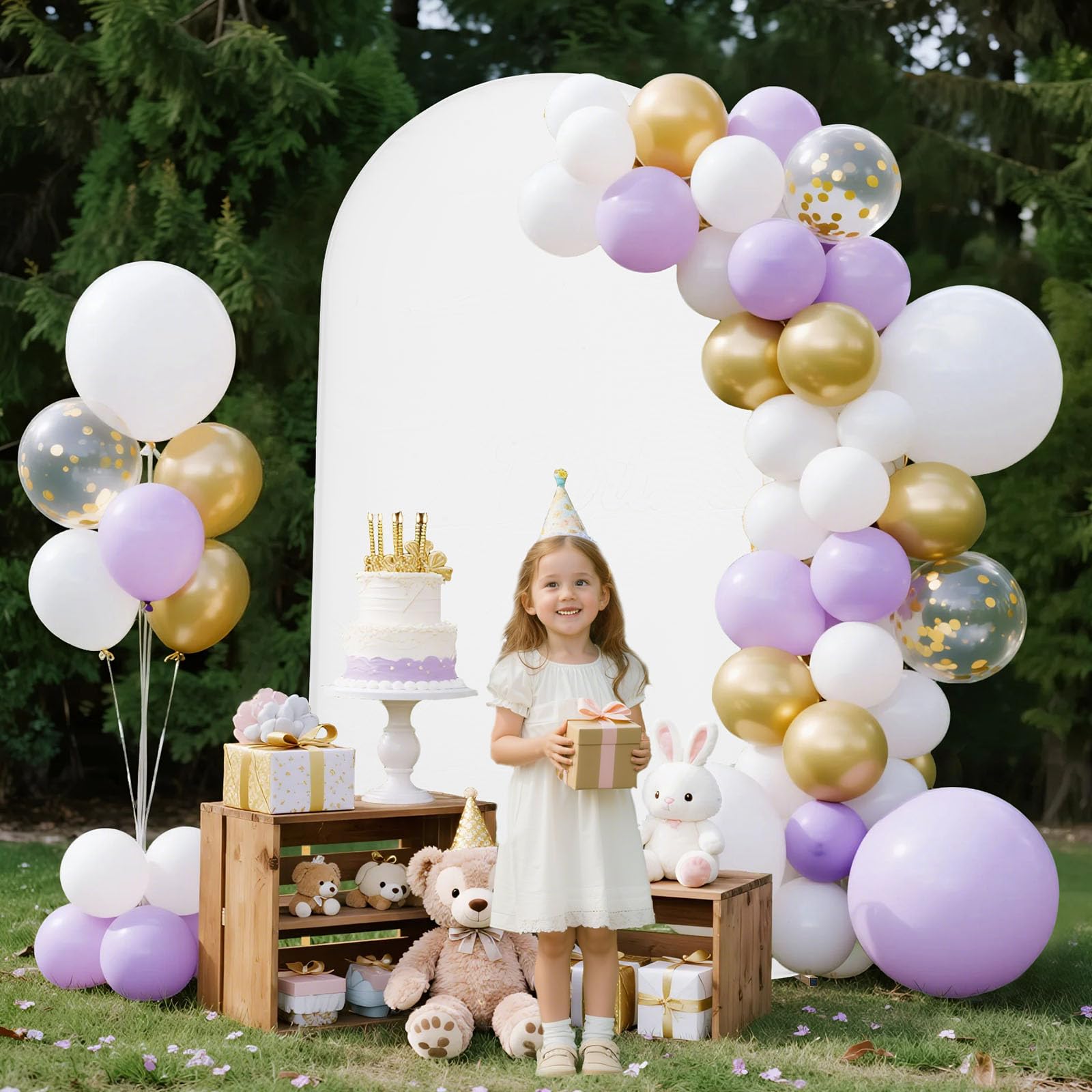 VEVOR Supporto per Fondale ad Arco 2,2 x 1,2 m, Struttura Stabile, Facile da Montare, Set di Fondali ad Arco per Feste con Copertura per Matrimoni, Feste di Compleanno, Decorazioni per Cerimonie