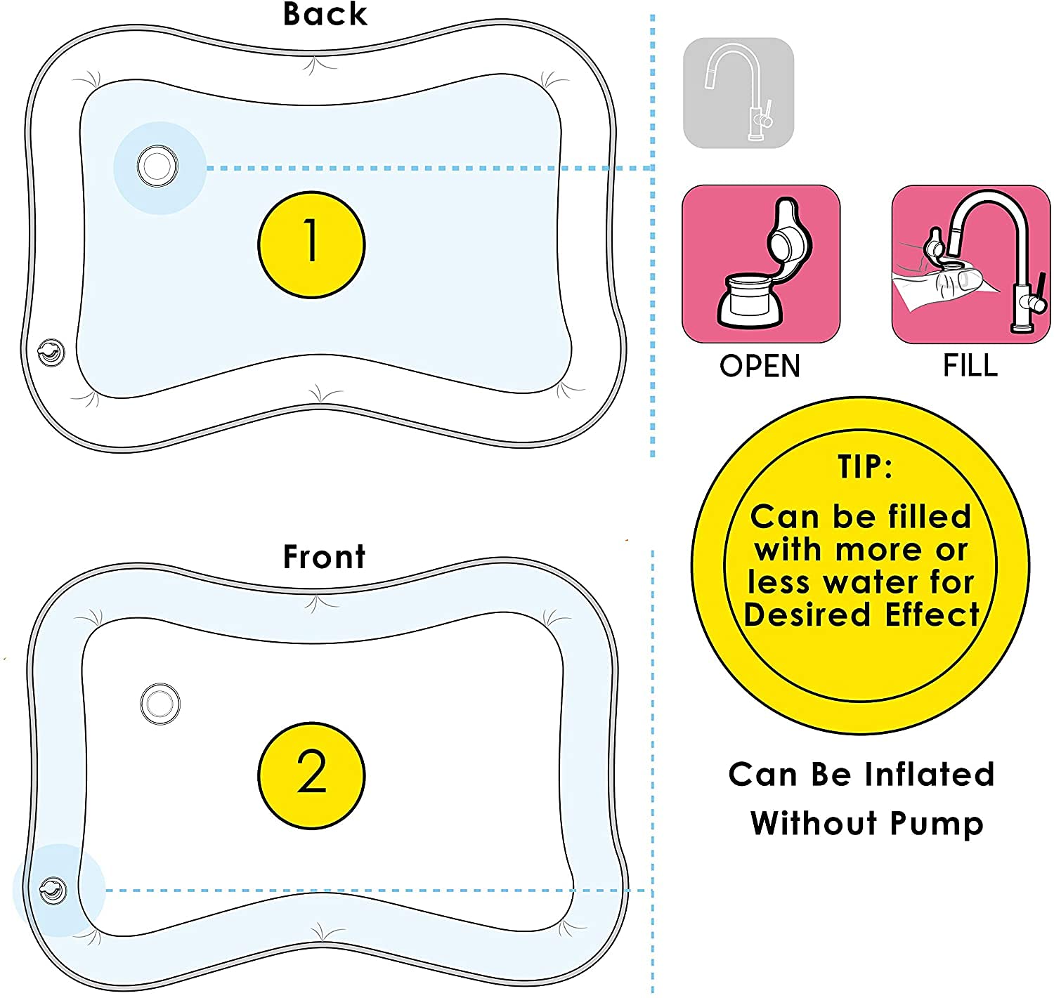 LYDL Tummy Time Baby Water Mat Inflatable Baby Play Mat Activity Center for Infant Baby Toys 3 to 15 Months, Baby Gifts for Boys Girls(Assorted Design) 2