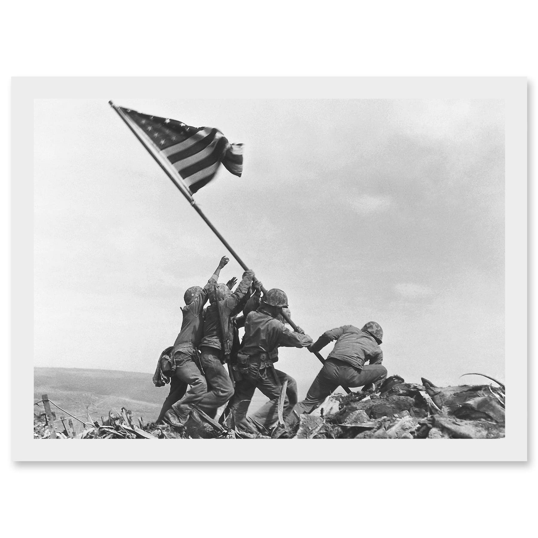 Artery8 Rosenthal Raising Flag Iwo Jima Iconic WWII Photo A4 Artwork Framed Wall Art Print