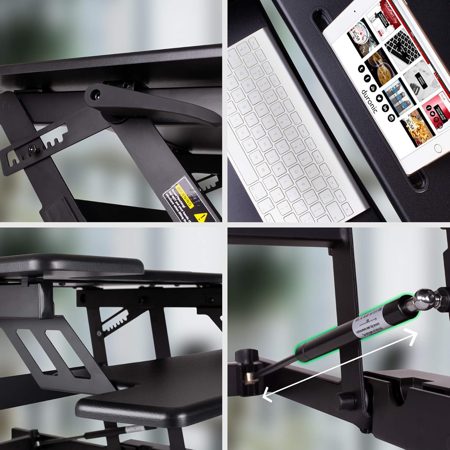 Duronic DM05D18 BK Scrivania Ergonomica Regolabile 15–42cm 55cm | migliora postura, riduce affaticamento di schiena e collo, supporta laptop e monitor singolo, per ufficio e smart working