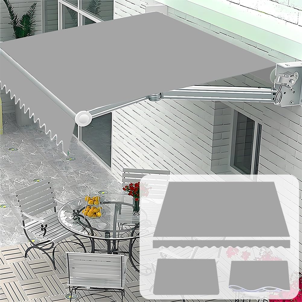 Genérico Tela De Repuesto para Toldo Exterior Toldo De Lona Balcón De Poliéster, Sin Estructura Techo De Repuesto Retráctil Manual Tela De Toldo para Terraza Jardín Ventanas(Gris)