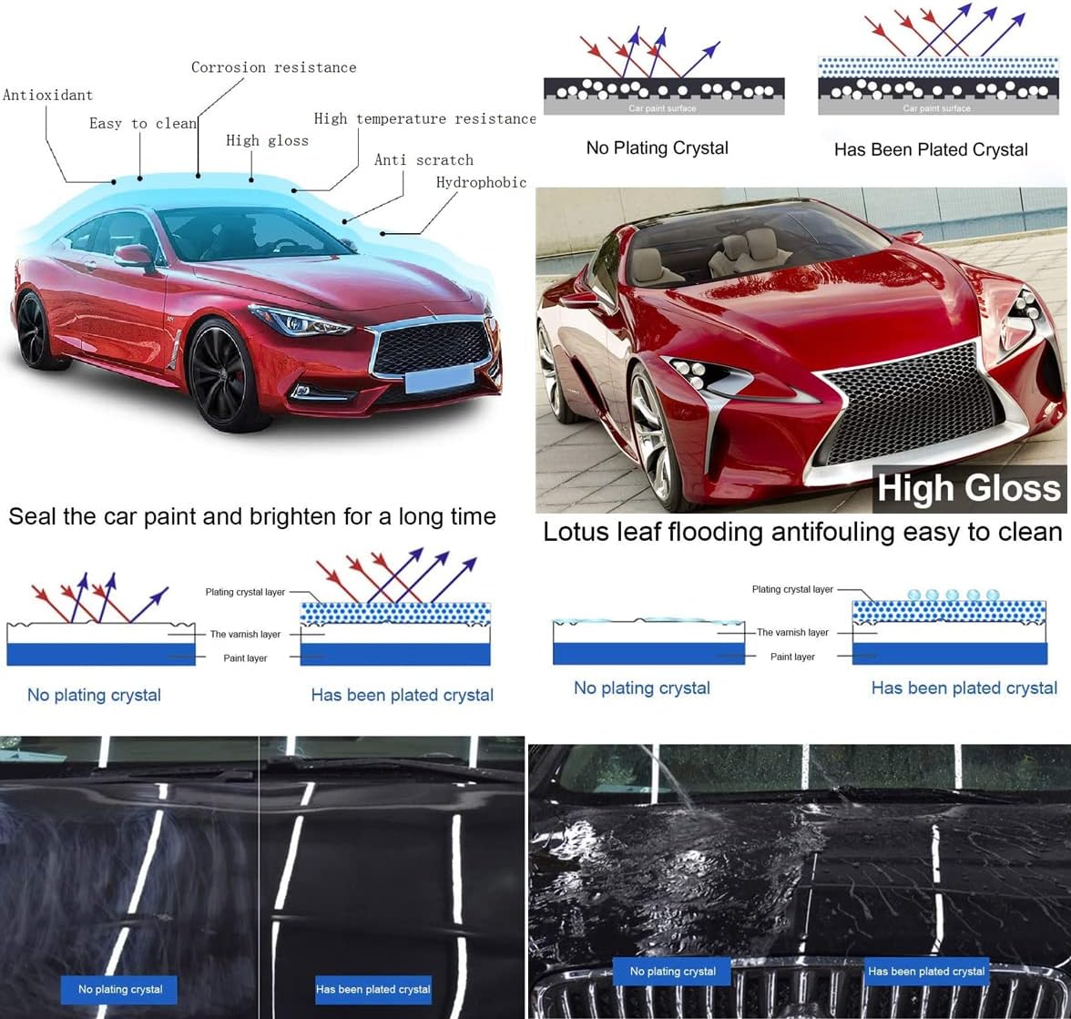 12H Nano Ceramic Coating for Cars Automobile Wax Better than 9H 10H Hardness 30ml 3bottle suit High Gloss Hydrophobicty Anti Scratch Car Paint Protection Kit Last for 3 Years Protection Stains and UV