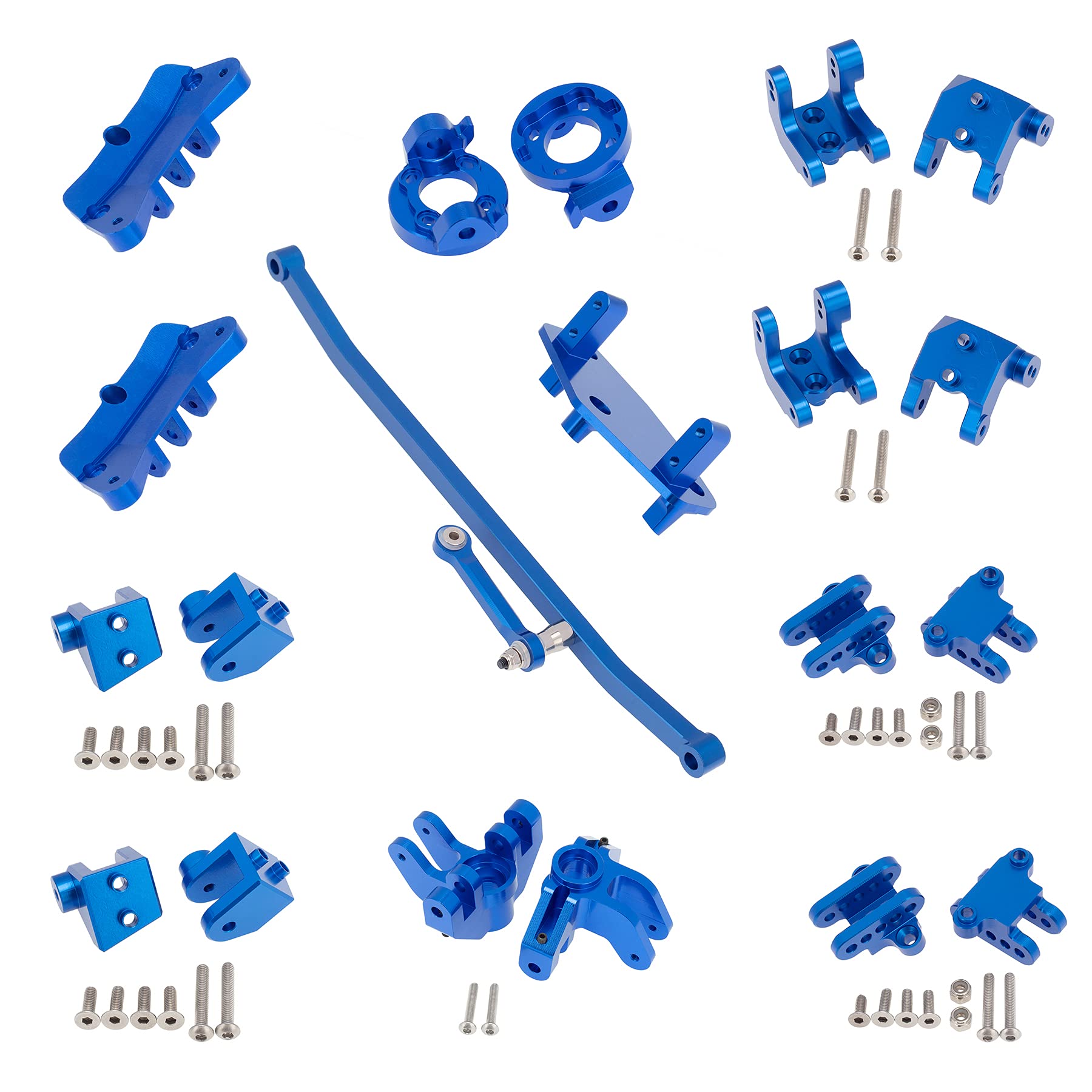 LAFEINA Aluminum Alloy Steering Cup, Steering Servo Mount, Link Mount, Steering Link Rod, C-Hub Carrier & Shock Mount for 1/8 RC LOSI LMT 4WD Solid