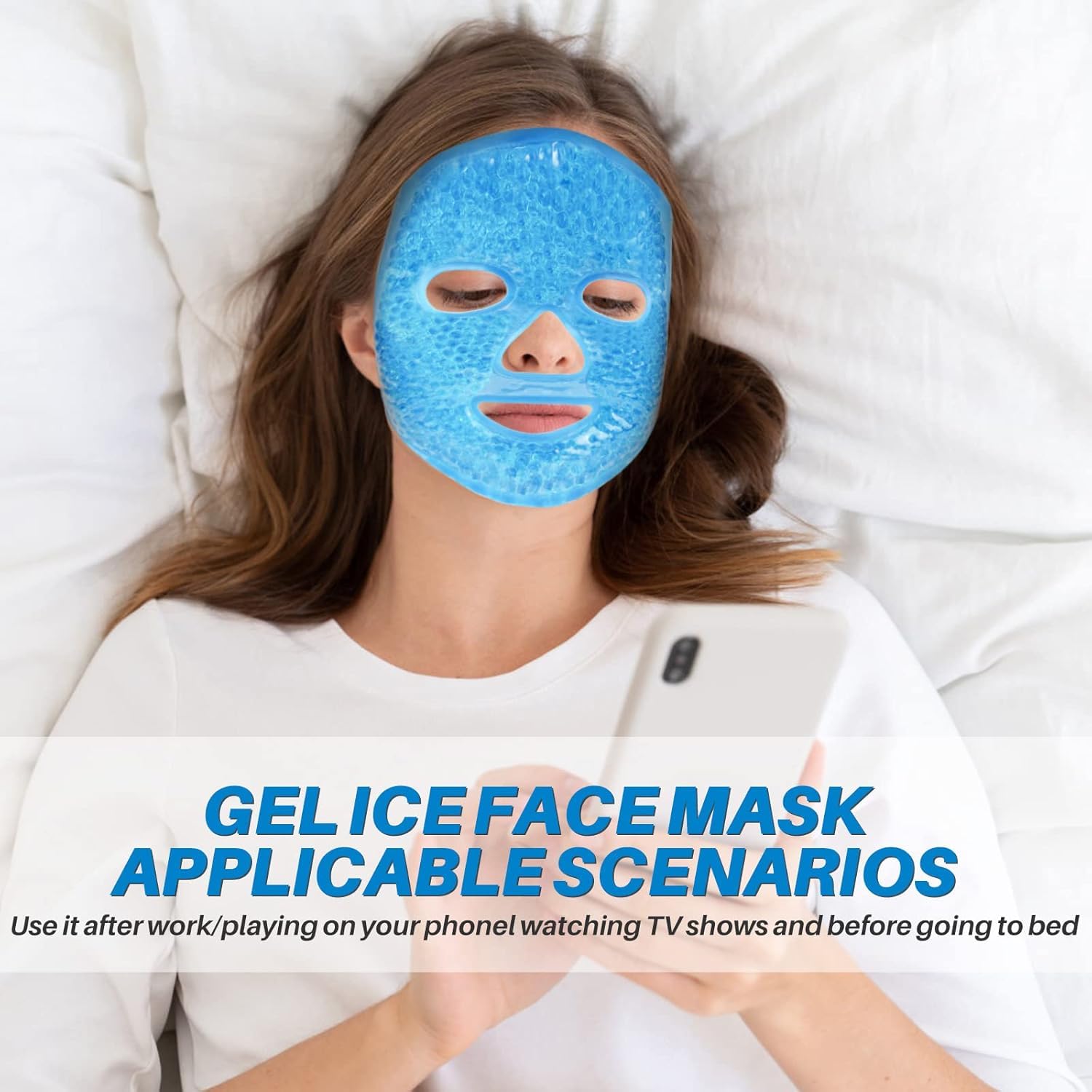 GaxQuly Cold Face Eye Gel Mask, Reduce Face Puff, Dark Circles, Gel Beads Hot Heat Cold Compress Ice Pack, Face Spa For Woman Sleeping, Pressure, Headaches, Skin Care Multi Color 1