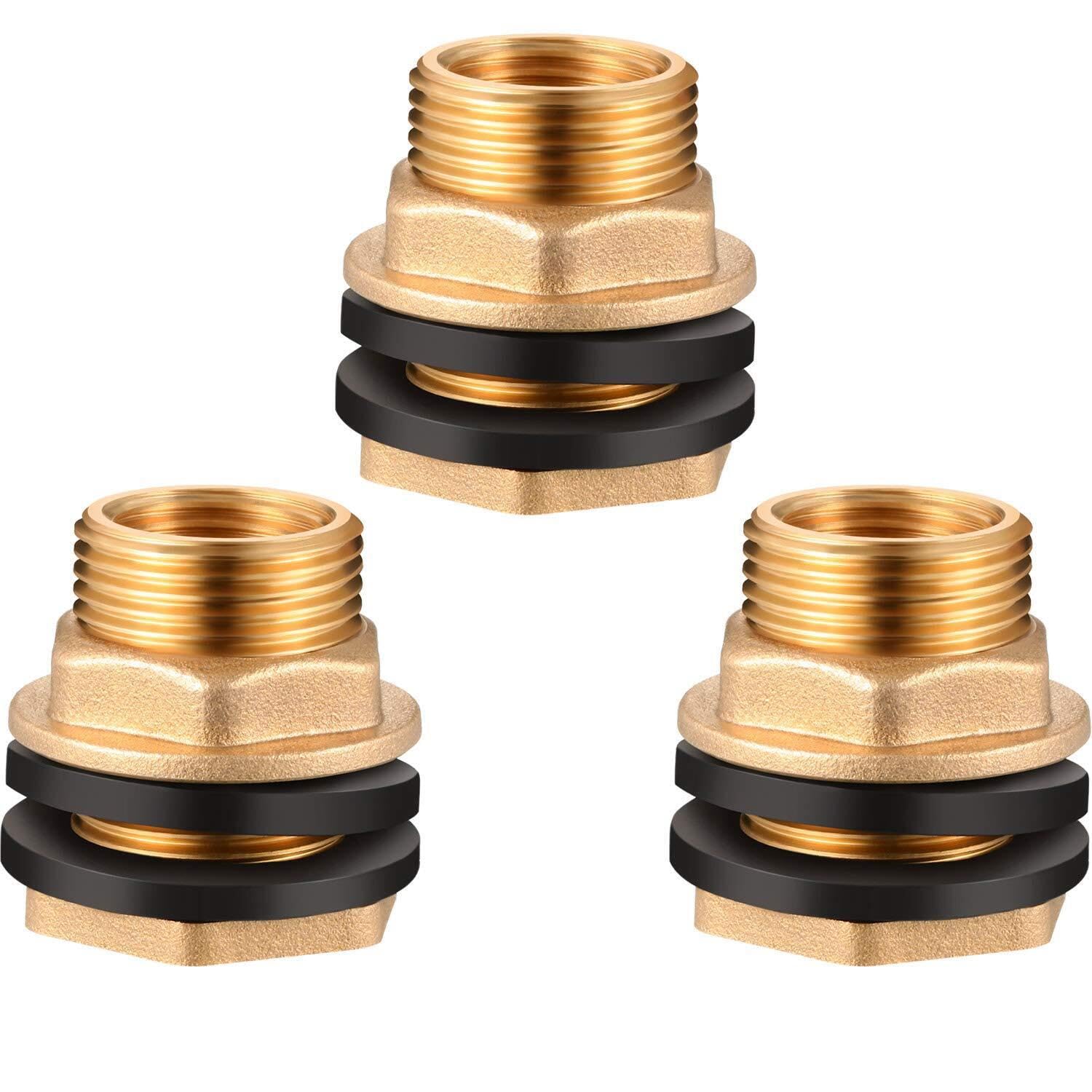 Water Butt Connector Adapter Tank Fitting 1/2" - 2" Barb Straight 90 Pipe Outlet (Brass, 3/4")