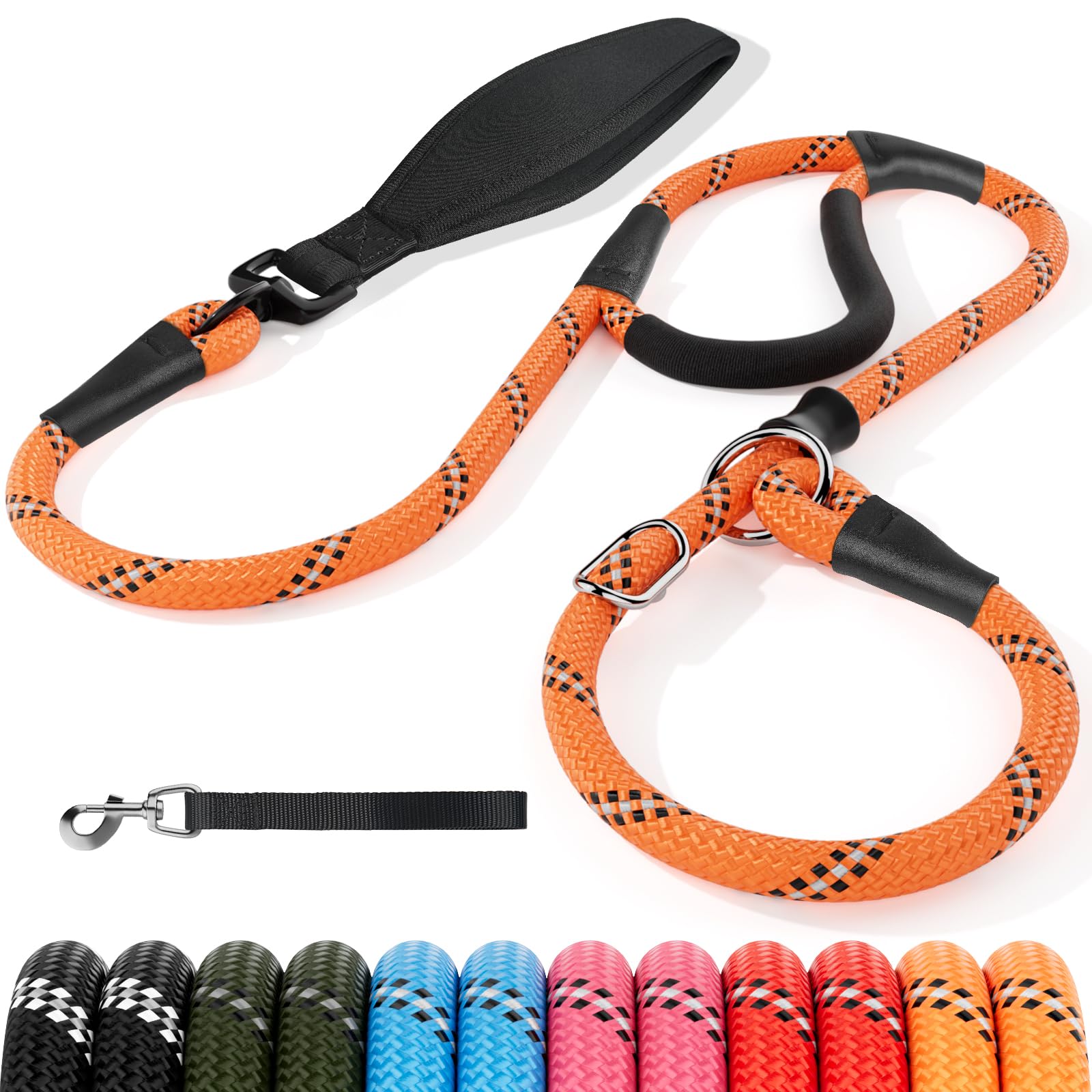 Kdsvakd Slip Lead for Dogs No Pull Training Leash with Double Comfortable Handles and Collar Attachment