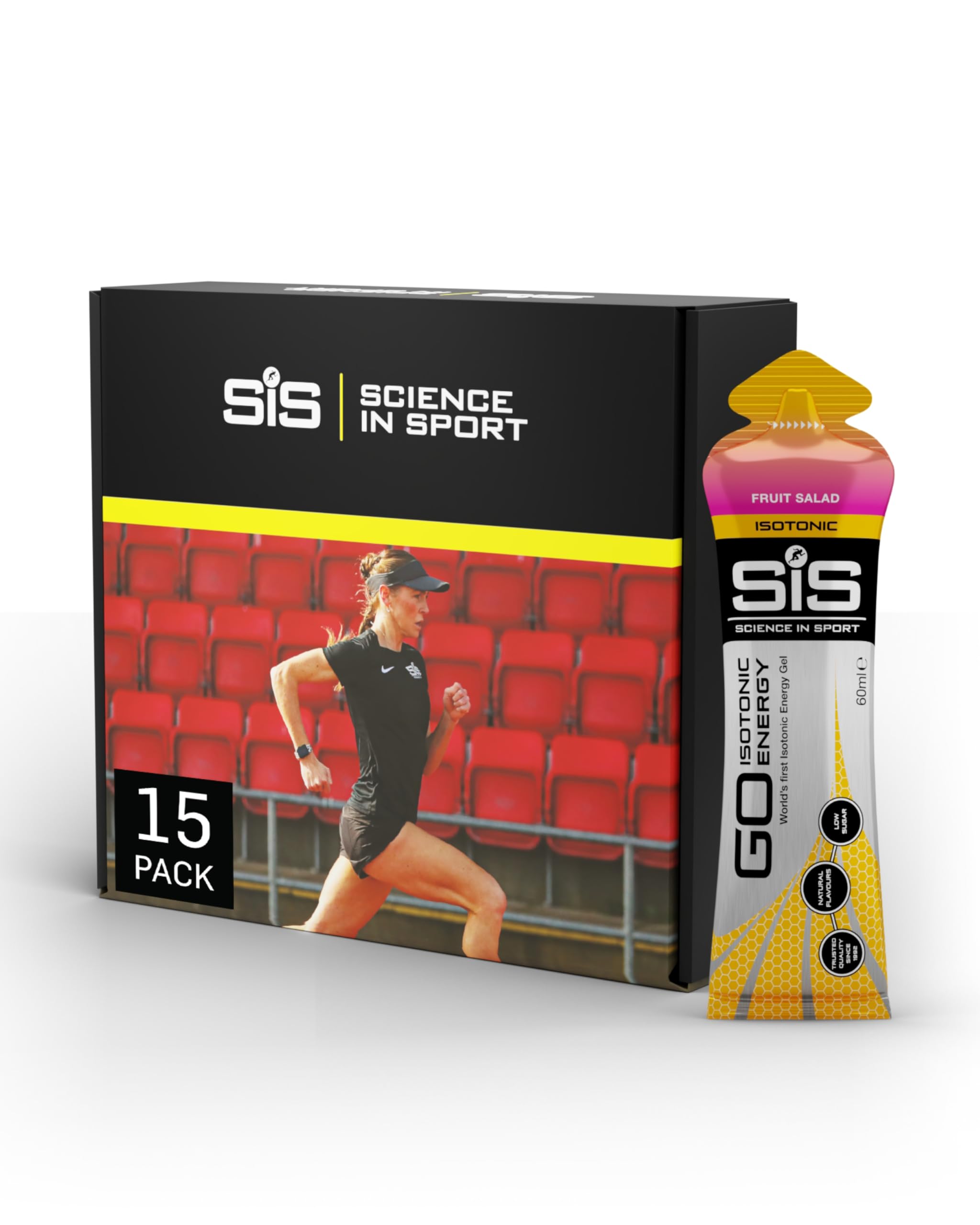 Science in Sport GO Isotonic Energy Gel 15 x 60ml Obstsalat, Vegan - Isotonische Formulierung mit 22g Kohlenhydrate, Guter Energielieferant, Optimale Alternative für isotonische Getränke