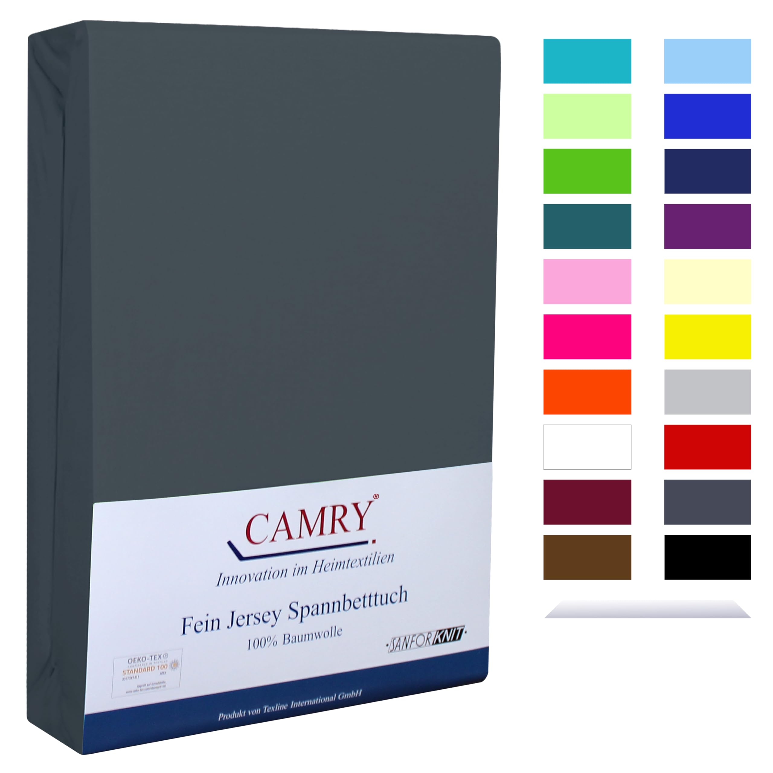 Camry Spannbettlaken Anthrazit - 200x200cm Oeko-Tex 100