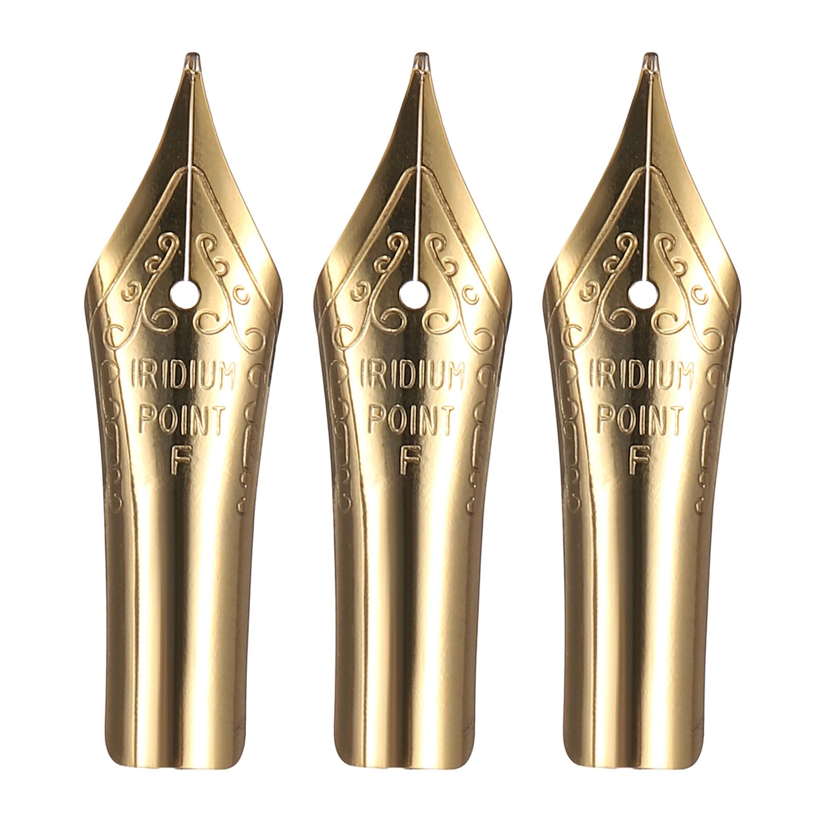 PATIKIL 0.5 mm Line Width Fountain Pen Nib Replacement, 3 Pack 304 Stainless Steel Special Spare Ink Dip Calligraphy Pen Nib for Drawing Writing Signing, Gold(F Tip)