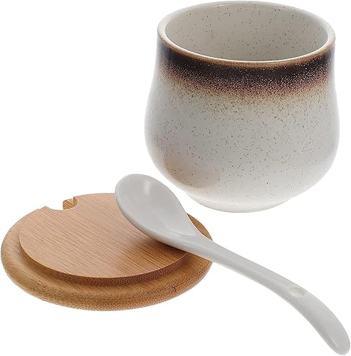 Miniatura 5 de Tazón de azúcar japonés retro de cerámica caja de condimentos de cerámica, tarro de condimentos de porcelana Contenedor de especias Olla de estofado