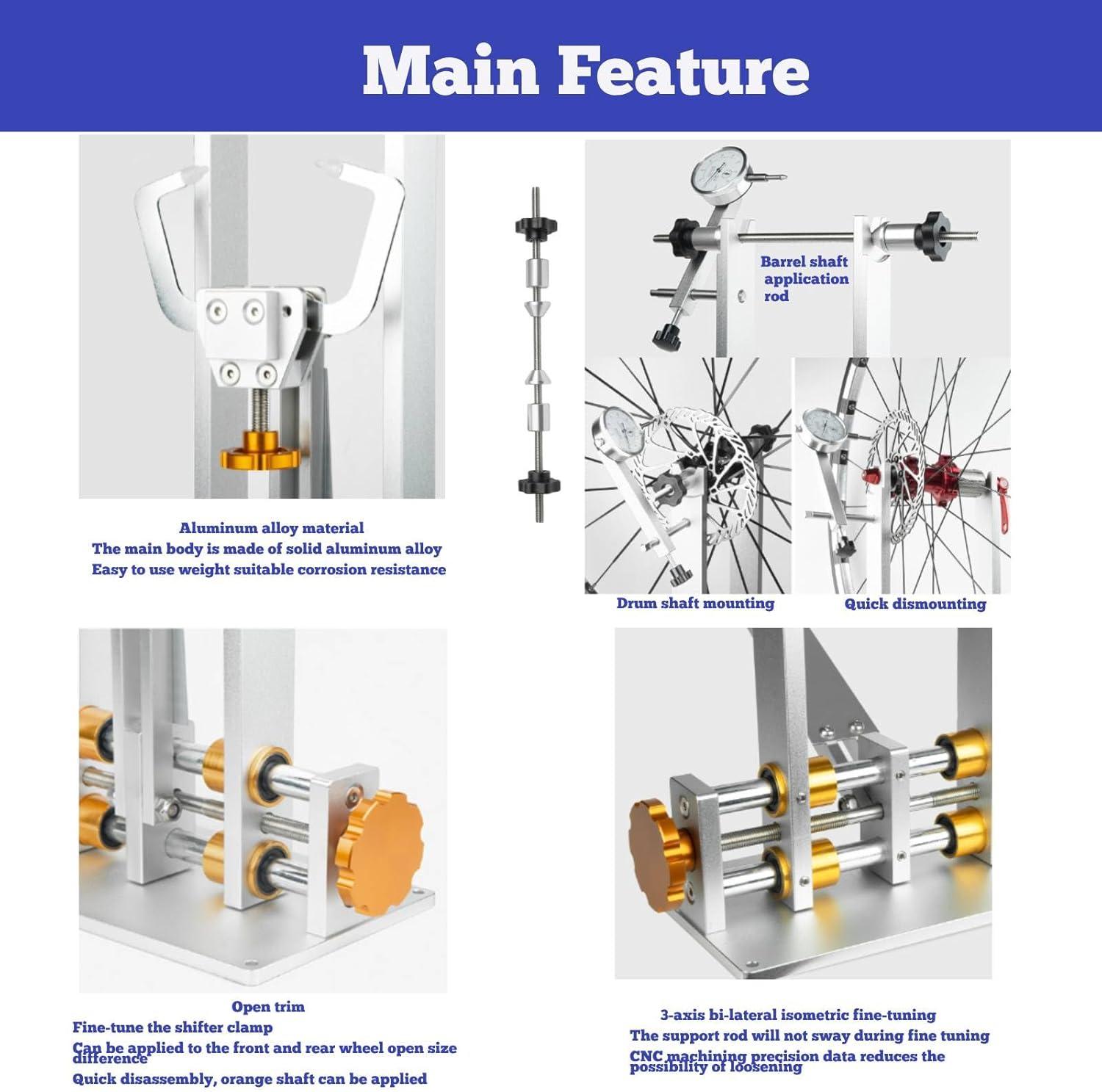 Professional Wheel Truing Stand Bicycle Adjustment Rims – Heavy-Duty Aluminum Alloy, 10-29 Inch Adjustable Rim Width, 3 Precision Gauges, Foldable Design , Ideal for Bike Shops & Home Repair