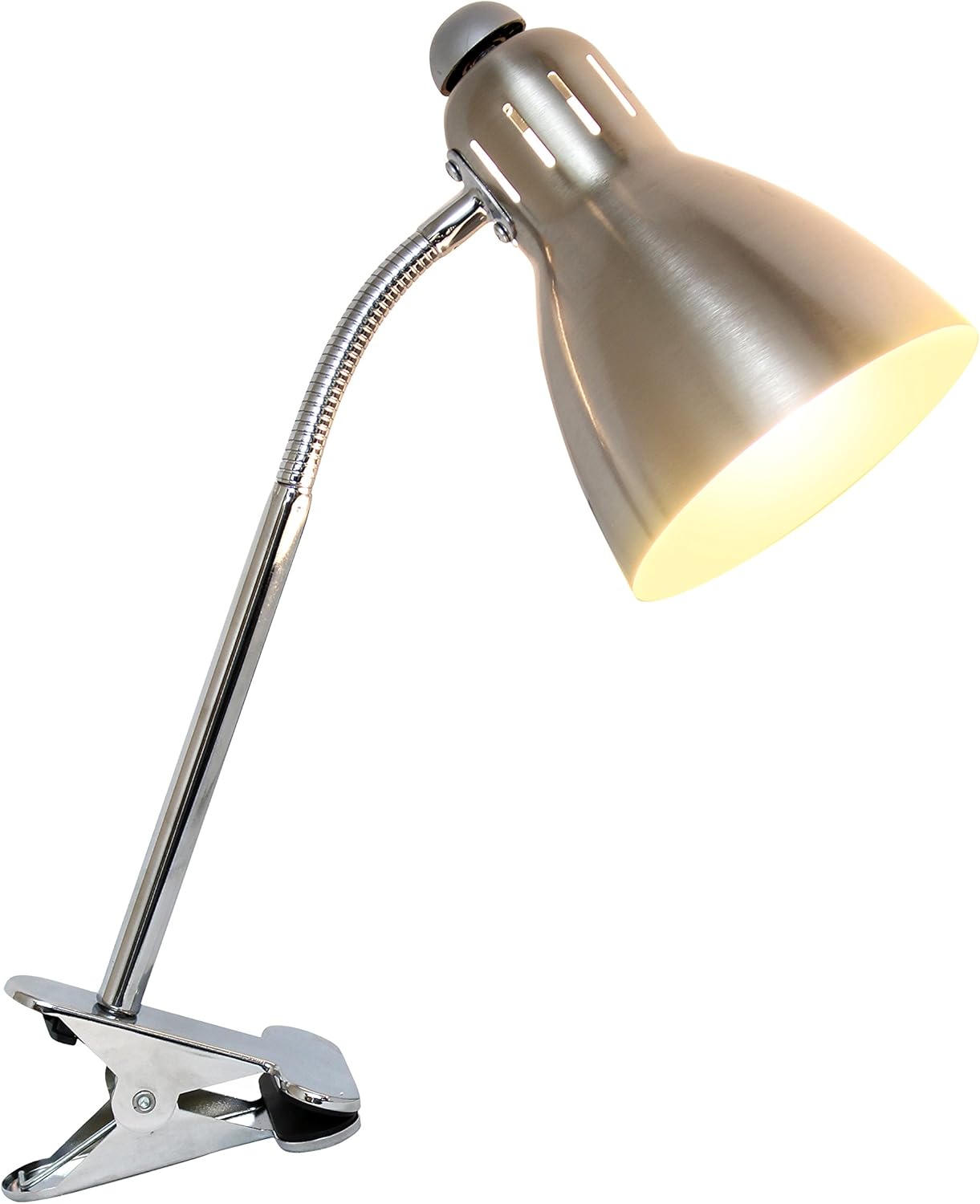 Simple Designs LD2016-BSN Adjustable Flexible Gooseneck Clip Light Desk Lamp, Brushed Nickel - - 
