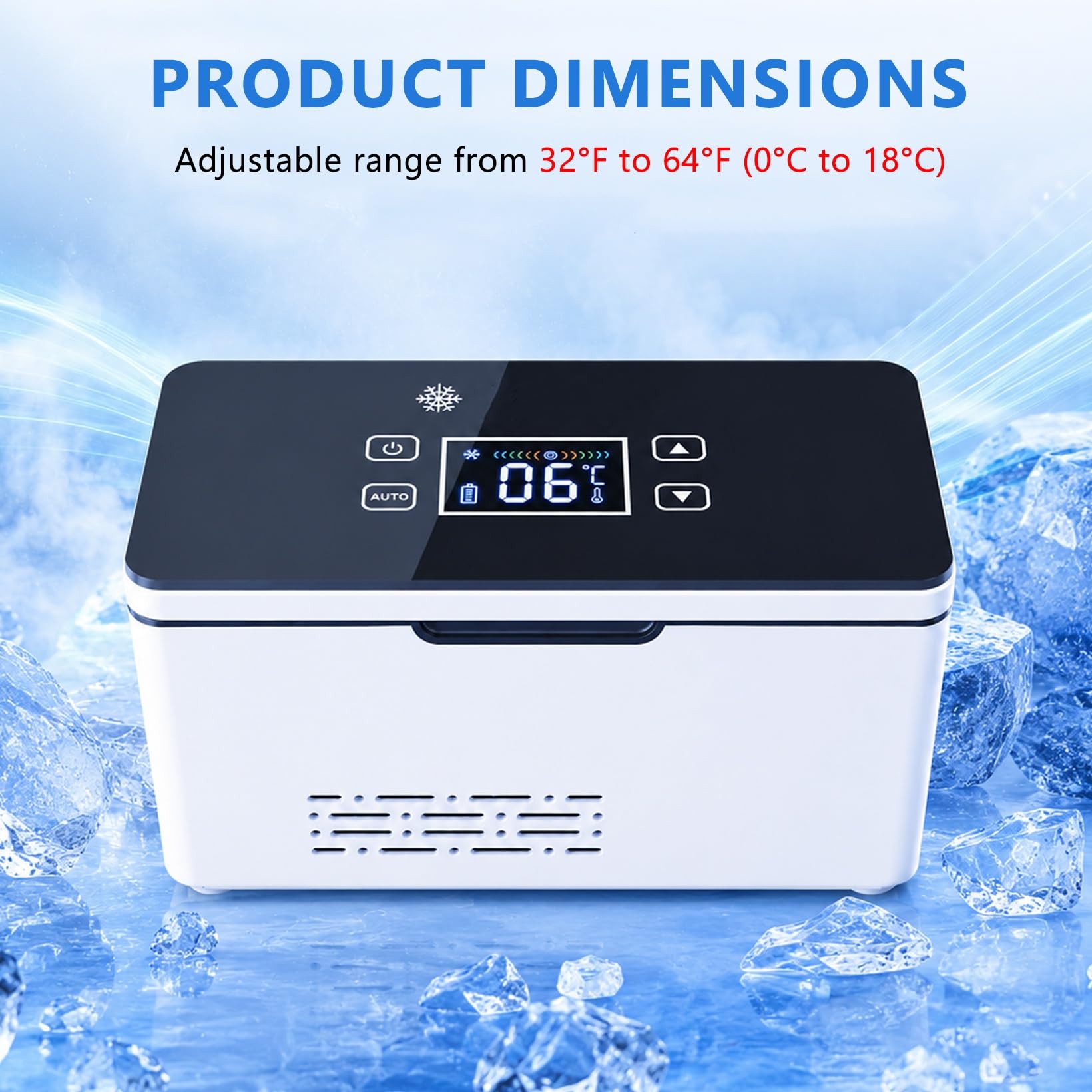 Glacière électrique portable pour insuline 0 à 18°C avec écran LED tactile | glacière électrique pour insuline, interférences et gouttes oculaires, convient pour les voyages, la voiture et les