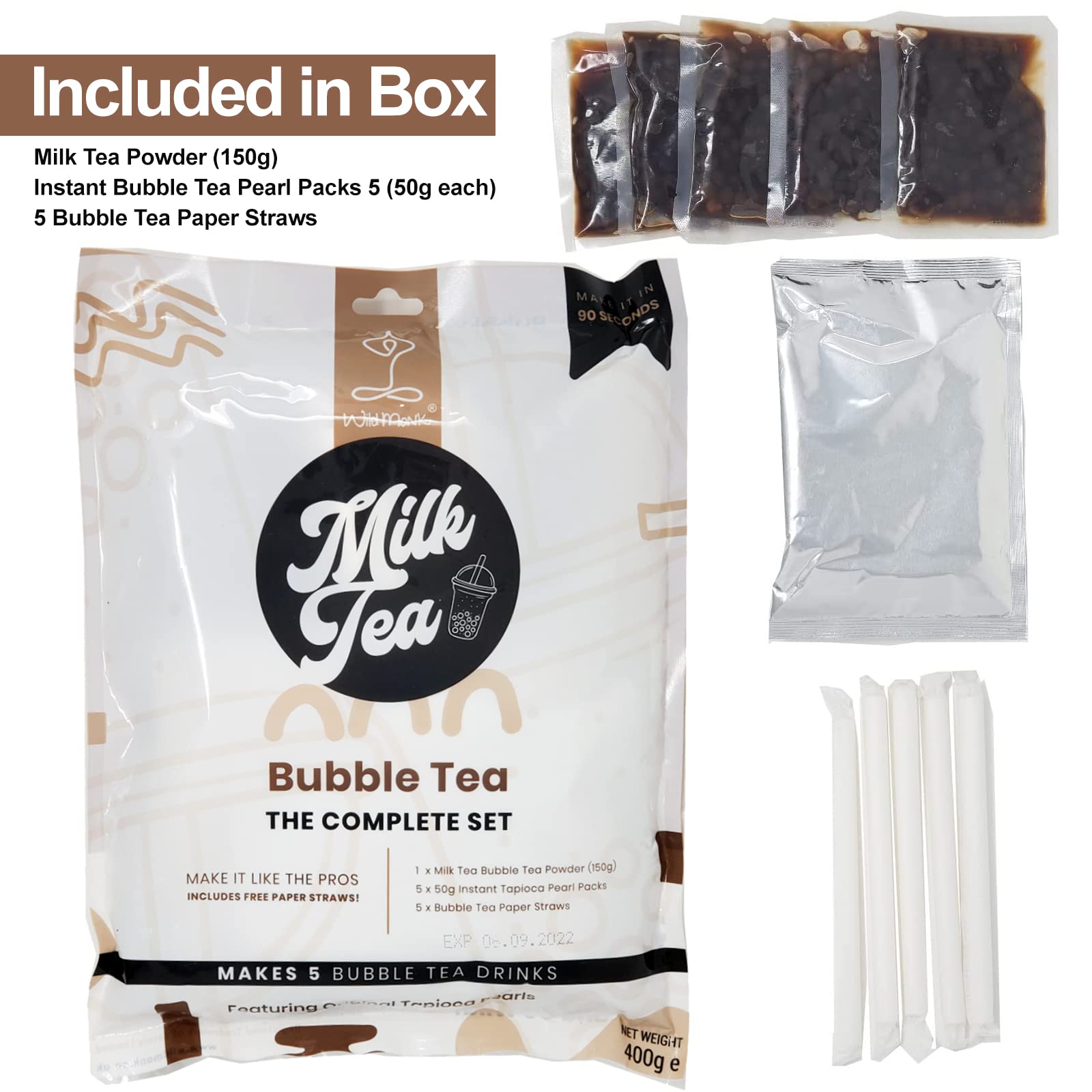 Wild Monk Boba Tea Kit Bubble Tea Set for Boba Tea at Home Set