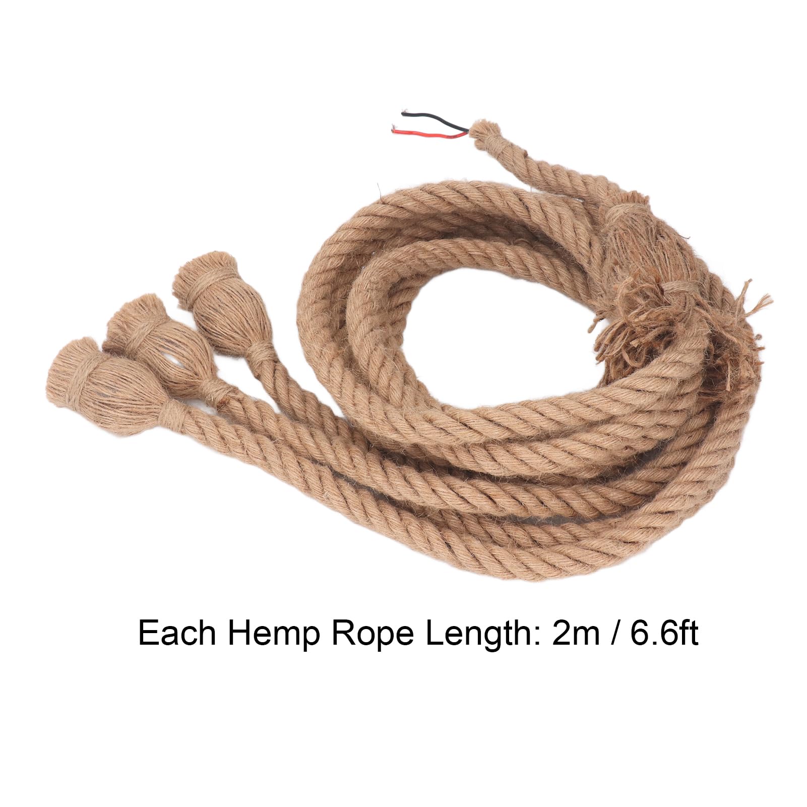 Lámpara Colgante Cuerda de Cáñamo Vintage, 3 Cabezas Cable de Luz Colgante de 6.6 Pies, Casquillo E26 E27 Accesorio de Iluminación Colgante para Restaurante Bar Granja Lámpara