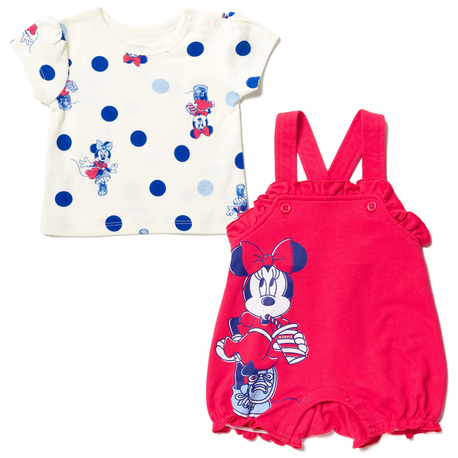 Disney Minnie Mouse Winnie Puuh Kurzer Overall und T-Shirt aus French Terry für Neugeborene und Kleinkinder