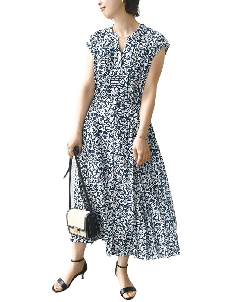 サポートサーフェス　ドット柄　ワンピース　フレンチスリーブ　ネクタイ サポートサーフェス ドット柄 ワンピース フレンチスリーブ