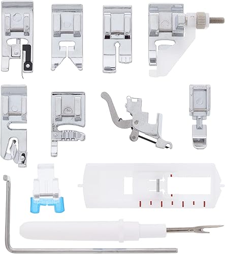Juego de 12 pies prensatelas | Juego de pies de máquina de coser a presión de vástago bajo para Brother, Janome, Singer, Baby Lock, Kenmore y otras