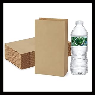Lunch Brown Paper [50 Bags] x [8 x 4 x 2.5 inch] #2 Bulk Kraft 2 lb Capacity Eco Friendly Reusable Heavy Duty Disposable for Grocery Snacks Crafts Lunch Sandwich Food (50 Bags, 8 x 4 x 2.5)