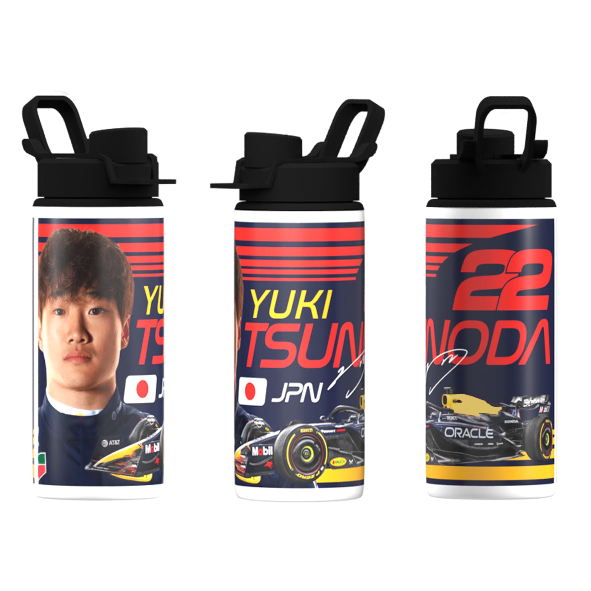 Partisan Multi Yuki Tsunoda Water Bottle 600Ml Wht/Blk Lid