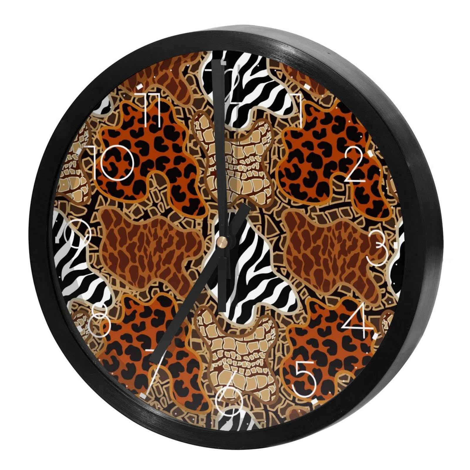 Horloge murale ronde d'école et maison au motif pois d'animaux sauvages