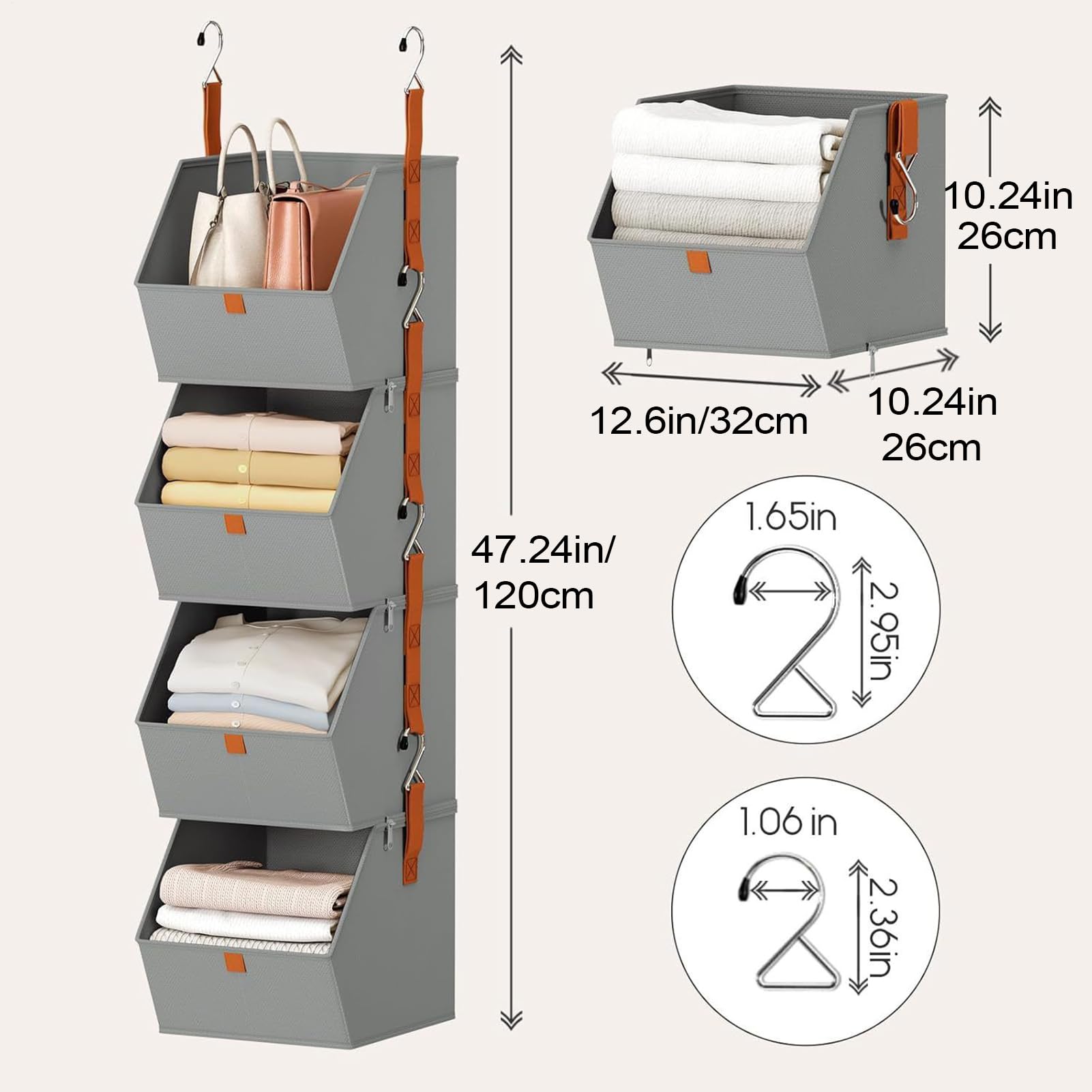 Schrank-Organizer mit 4 Ebenen – hängende Kleideraufbewahrung | Schlafzimmer-Aufbewahrungssystem | Würfelregale Boxen Organizer Lösung für Zuhause, Wohnheim, Wäsche, Waschtisch, Garage, Speisekammer