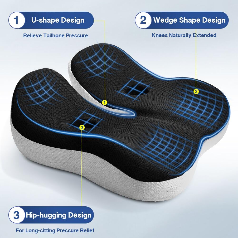 Seat Cushions Comfort Memory Foam Cushion for Office Chair Car Seat Donut Cushion for Coccyx Tailbone Pain Relief — view 6