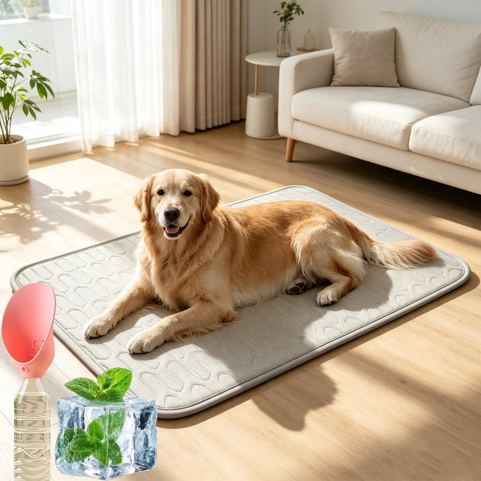 Extra Large Non Gel Cooling Mat for Dogs, Washable Non-Slip Self-Cooling Dog Mat, for Crates Sofas & Summer Garden Relaxation and Ravel Home — image 1