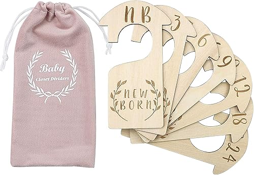 Divisores de madera de alta calidad, juego de 7, desde recién nacido hasta 24 meses, organizadores de armario de bebé, decoración de guardería,