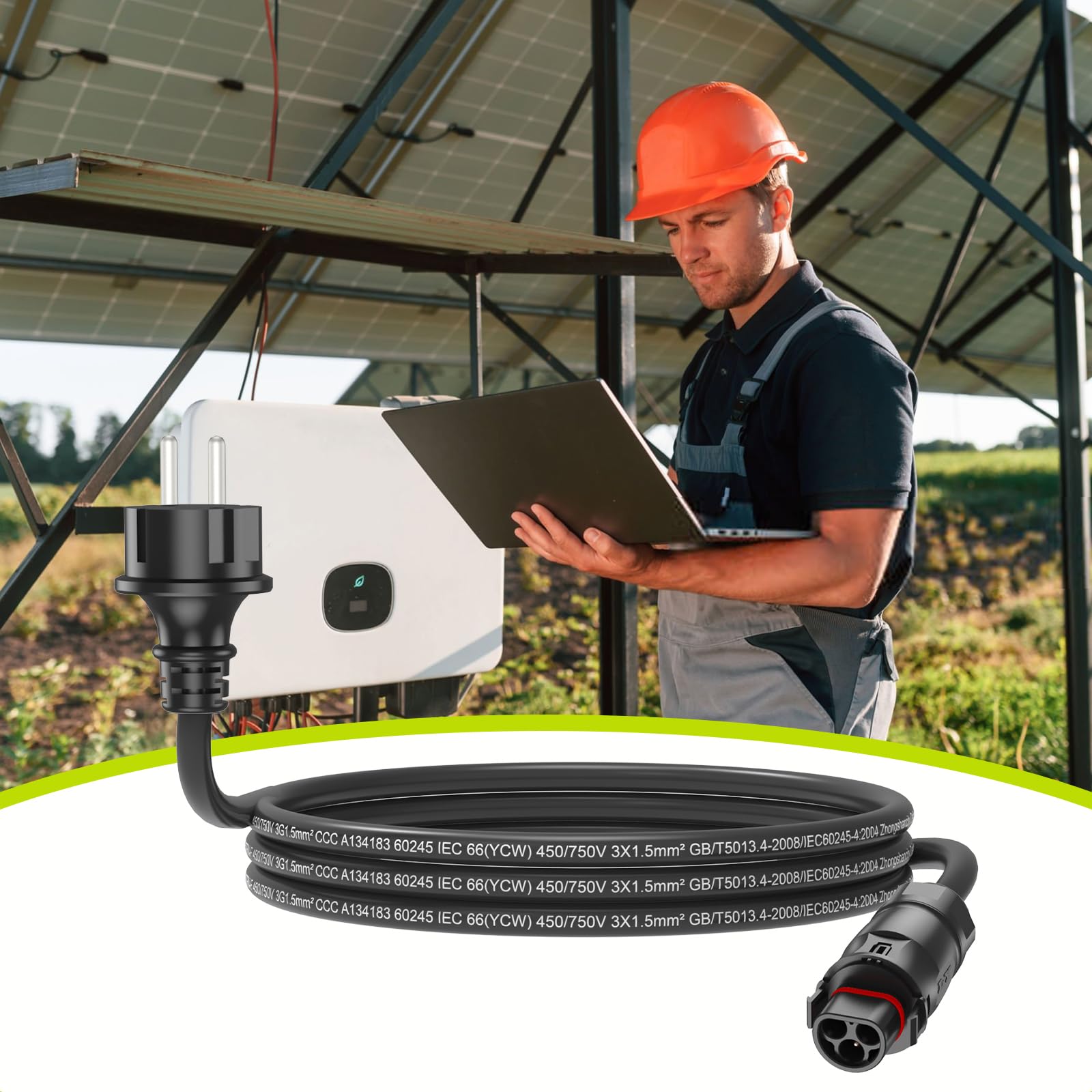 LY01 Kabel 2/3/5/10M,LY01 zu Schuko Adapter Kabel,LY-01 Buchse auf Schuko Stecker AC Anschlusskabel,Solar PV Steckdose für die Deye Mikrowechselrichter SUN-Serie (5 meter)