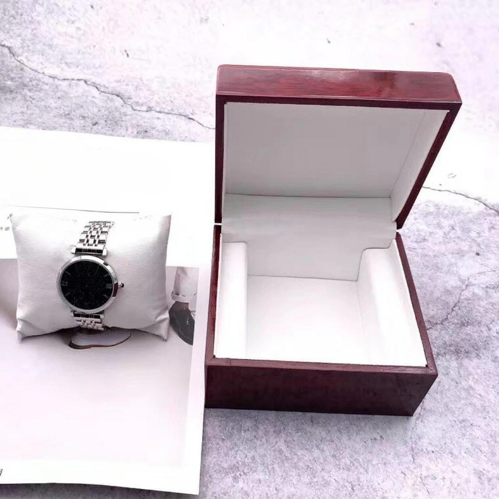 jojomis Wooden Watch Storage Case for Jewelry Travel Box Earring Holder Compact Elegant Organizer 4.53x3.94x2.95 Inch