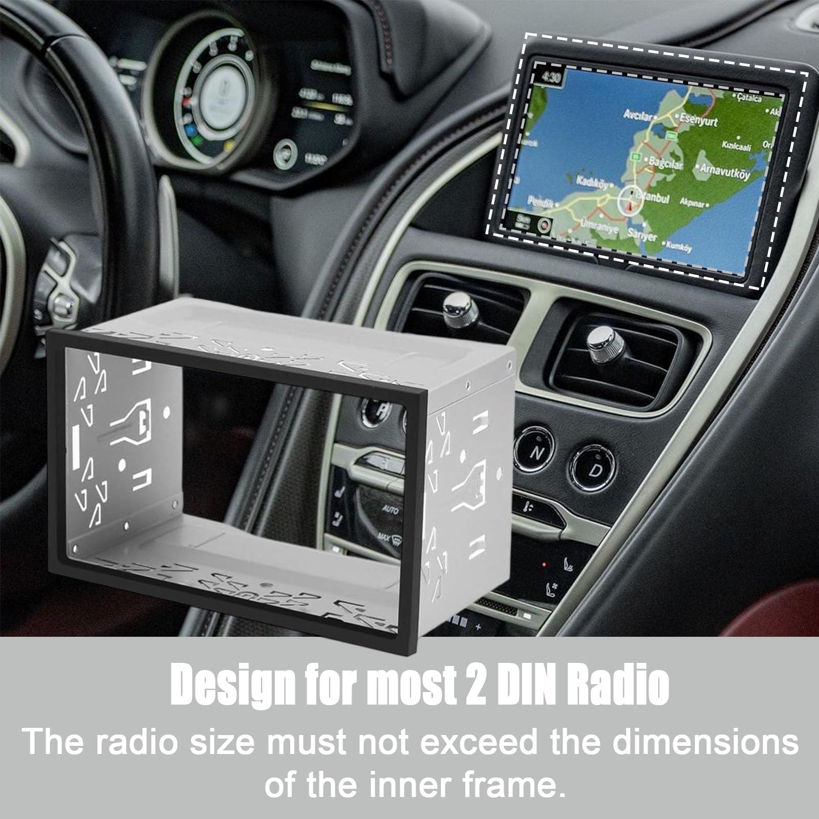 Radio samochodowe rama montażowa, 2 DIN, podwójna metalowa rama, mocowanie radia samochodowego z akcesoriami montażowymi, podwójna rama montażowa DIN do radia samochodowego VW Double DIN, radio