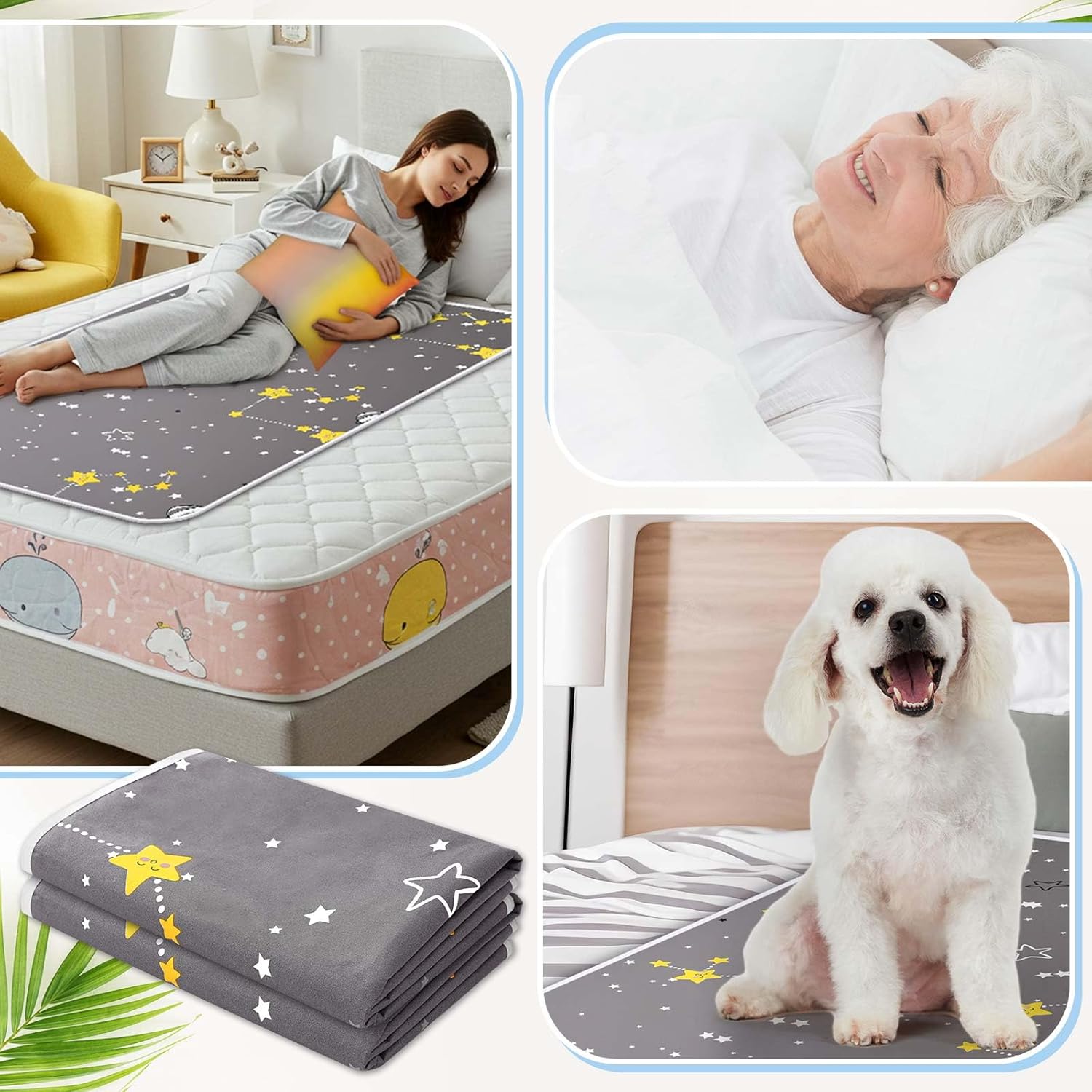 2 Pcs Doubleside Waterproof Mattress Protector for Incontinence Washable, 40'' x 60'' Small Reusable Waterproof Bed Sheets Pee Pads Bedwetting Underpads for Kids Adults Elderly Pets - Image 6