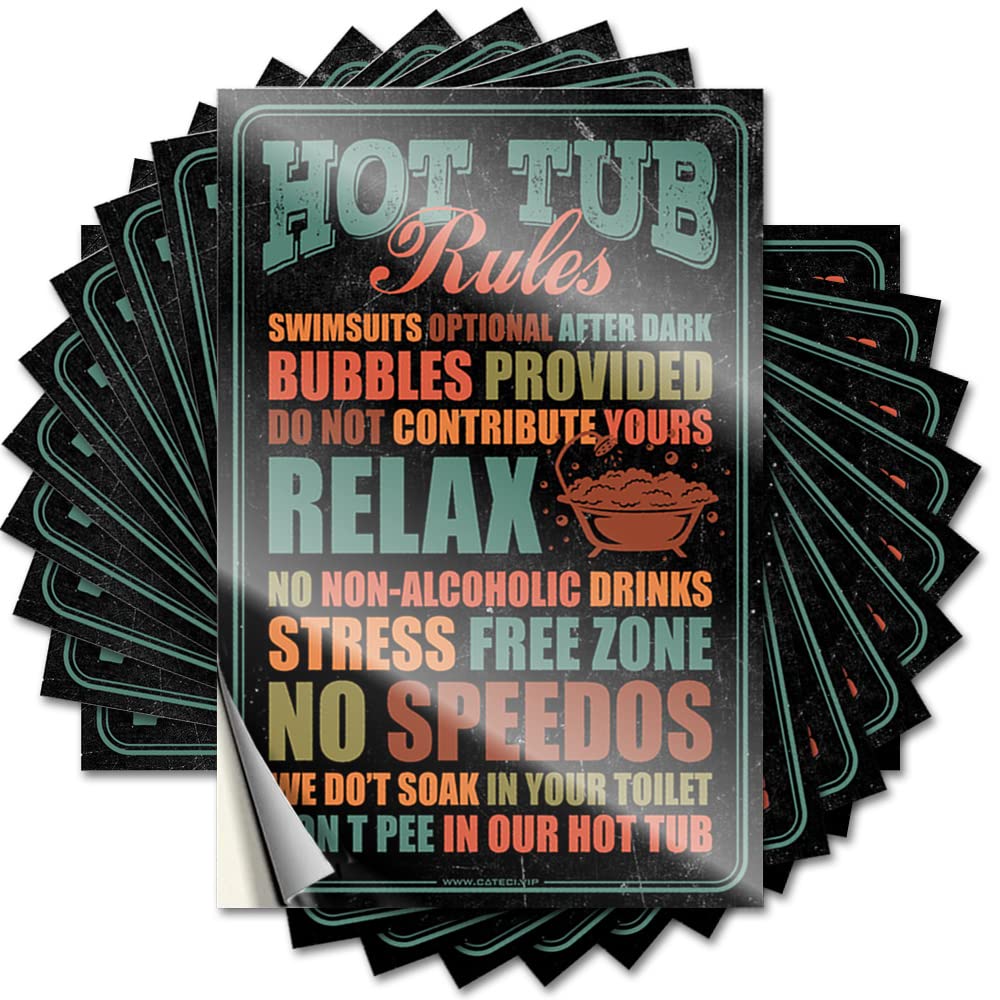 Funny Hot Tub Rules Sticker Mens Room Accessories | Cozy Hat Removable Decal Pack(6X9CM)