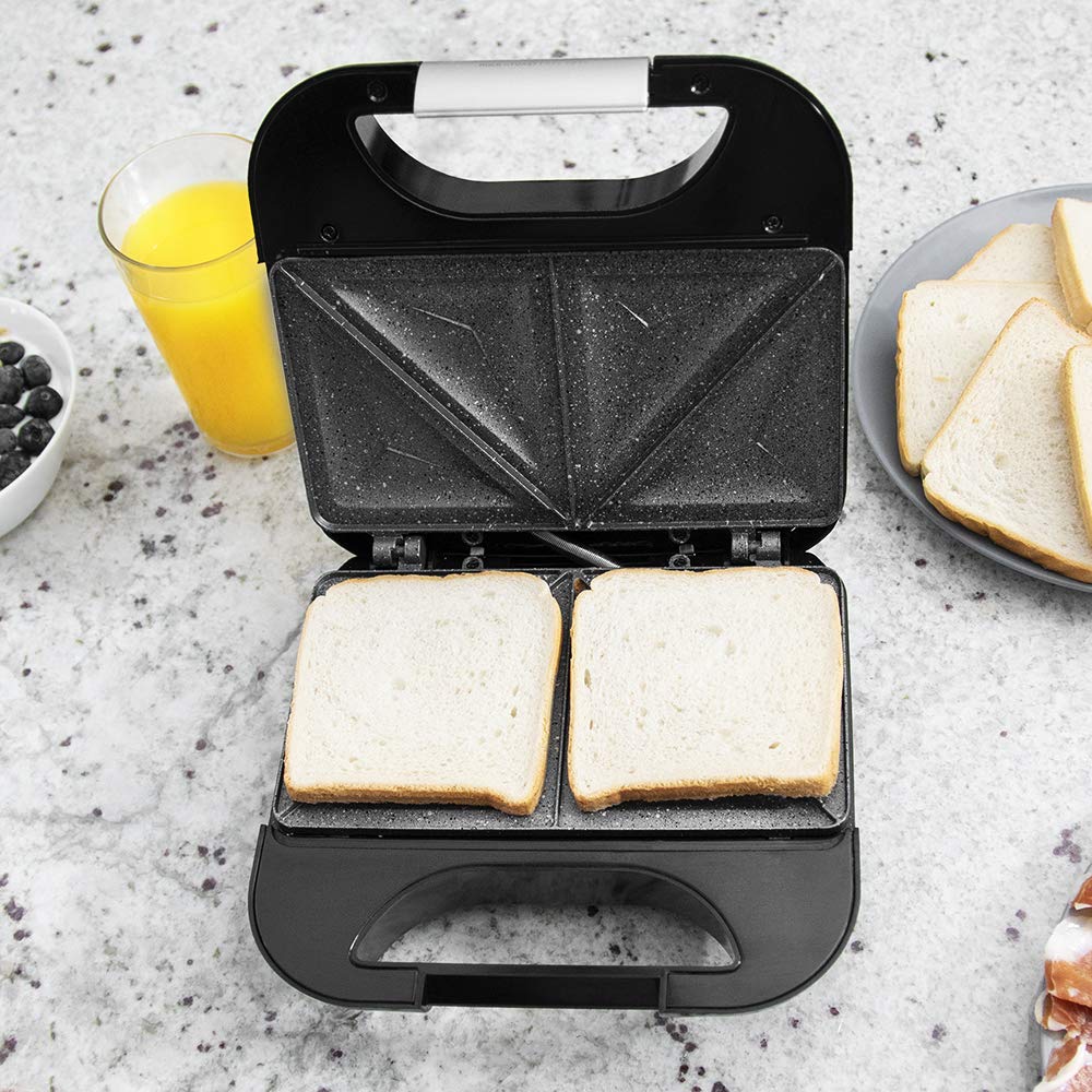 Cecotec Sandwichera Rock'nToast Deep Classic, 1000 W, Mayor amplitud, Placa triangulares, Tostado uniforme, Revestimiento RockStone, Capacidad 2 Sándwiches, Libre de PFOA