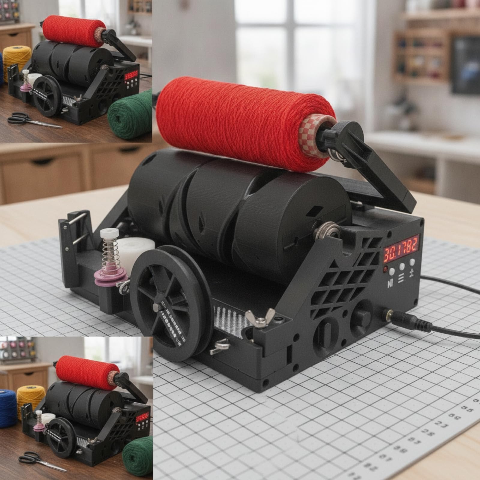 Bobinatrice Elettrica da Tavolo Regolabile Bobinatore da Tavolo Compatta Attrezzatura per Artigiani, Laboratorio, Rosso
