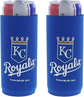 MLB Baseball Team Logo Ultra Slim 12oz Beer Can Cooler Holder Neoprene Sleeve 2-Pack (Kansas City Royals)