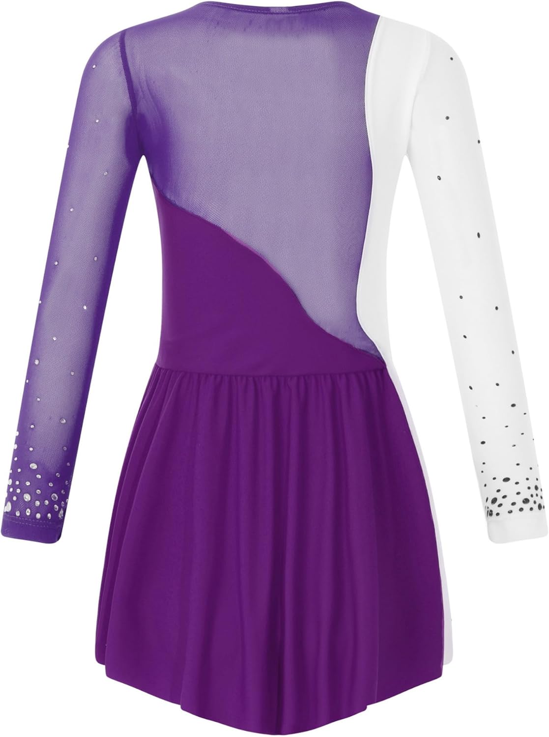 Hularka Kids Girls Figure Ice Skating Outfit Long Sleeve Ballet Dance Dress with Footed Tights Set Dancewear