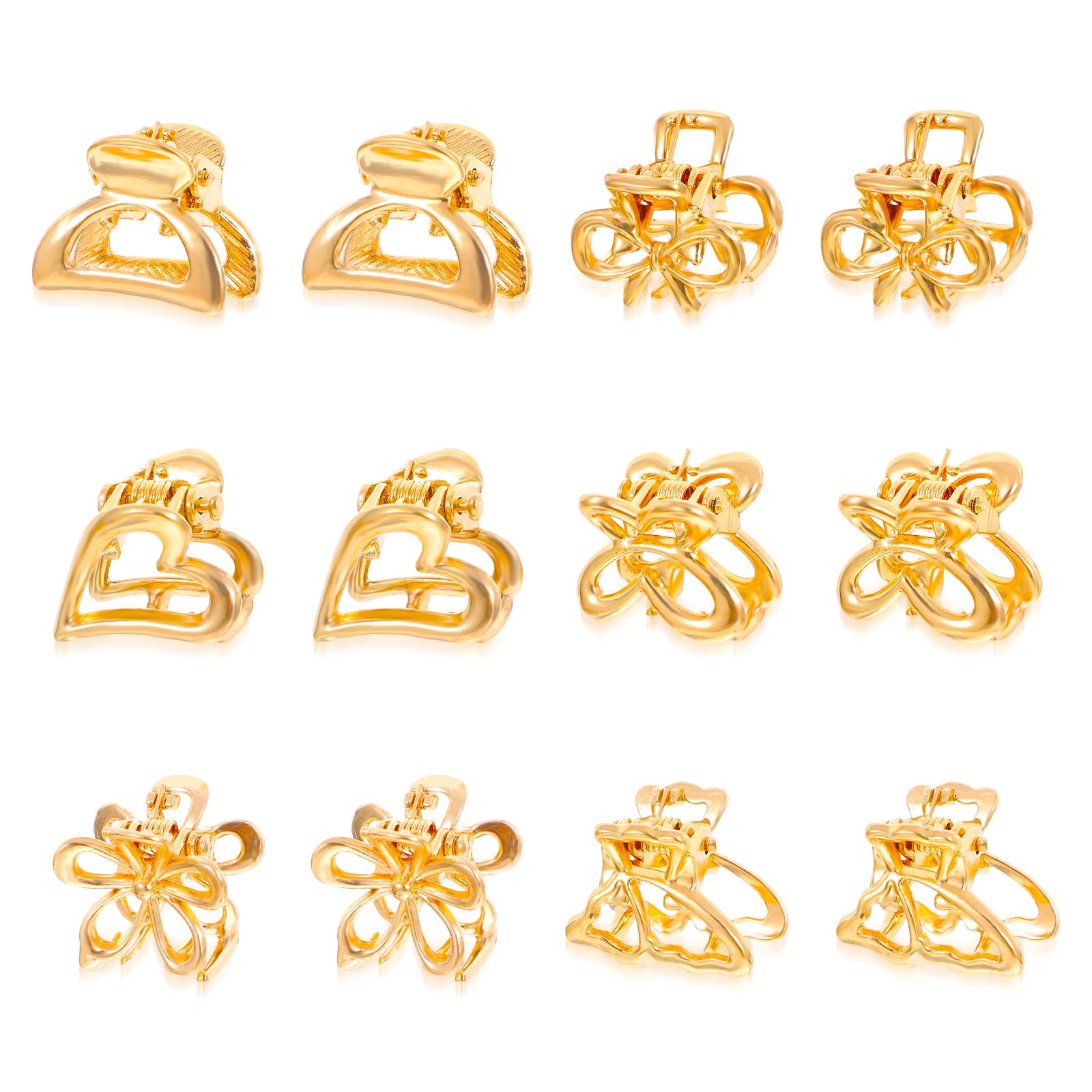 12 mini pinzas para el pelo pequeñas de metal, pinzas para el pelo, pequeñas flores, pequeñas, doradas, pequeñas, pequeñas, antideslizantes, para pelo corto, pinzas para el pelo pequeñas