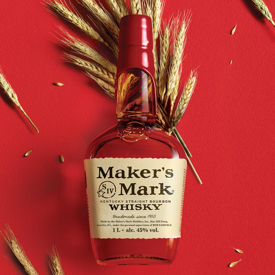 Maker's Mark | Handgemachter Kentucky Straight Bourbon Whisky | 45% vol | 1000 ml Einzelflasche (Packung mit 2)