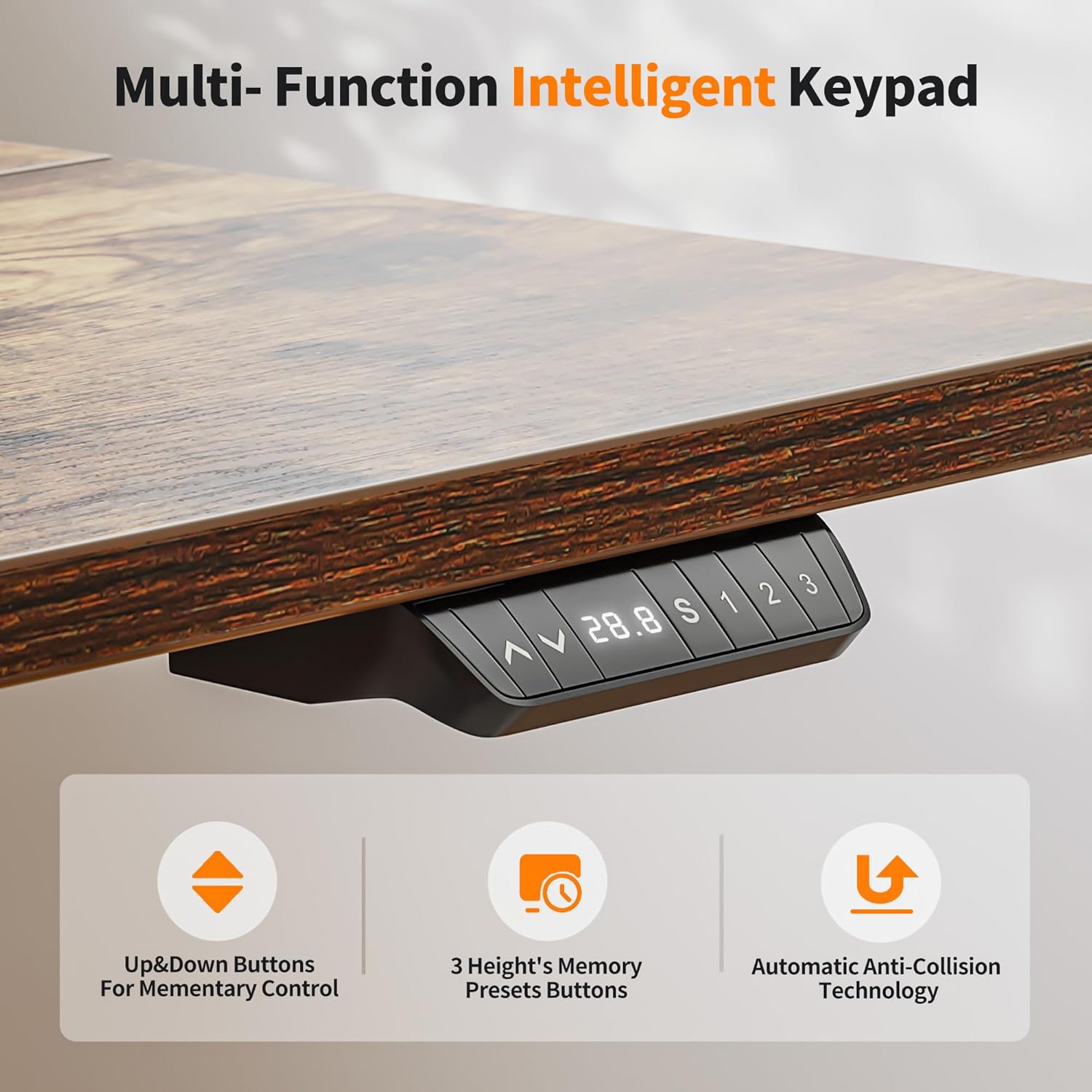 BANTI 55'' Electric Standing Desk,Adjustable Height Stand Up Desk,Sit Stand Home Office Desk, Rustic Brown Top