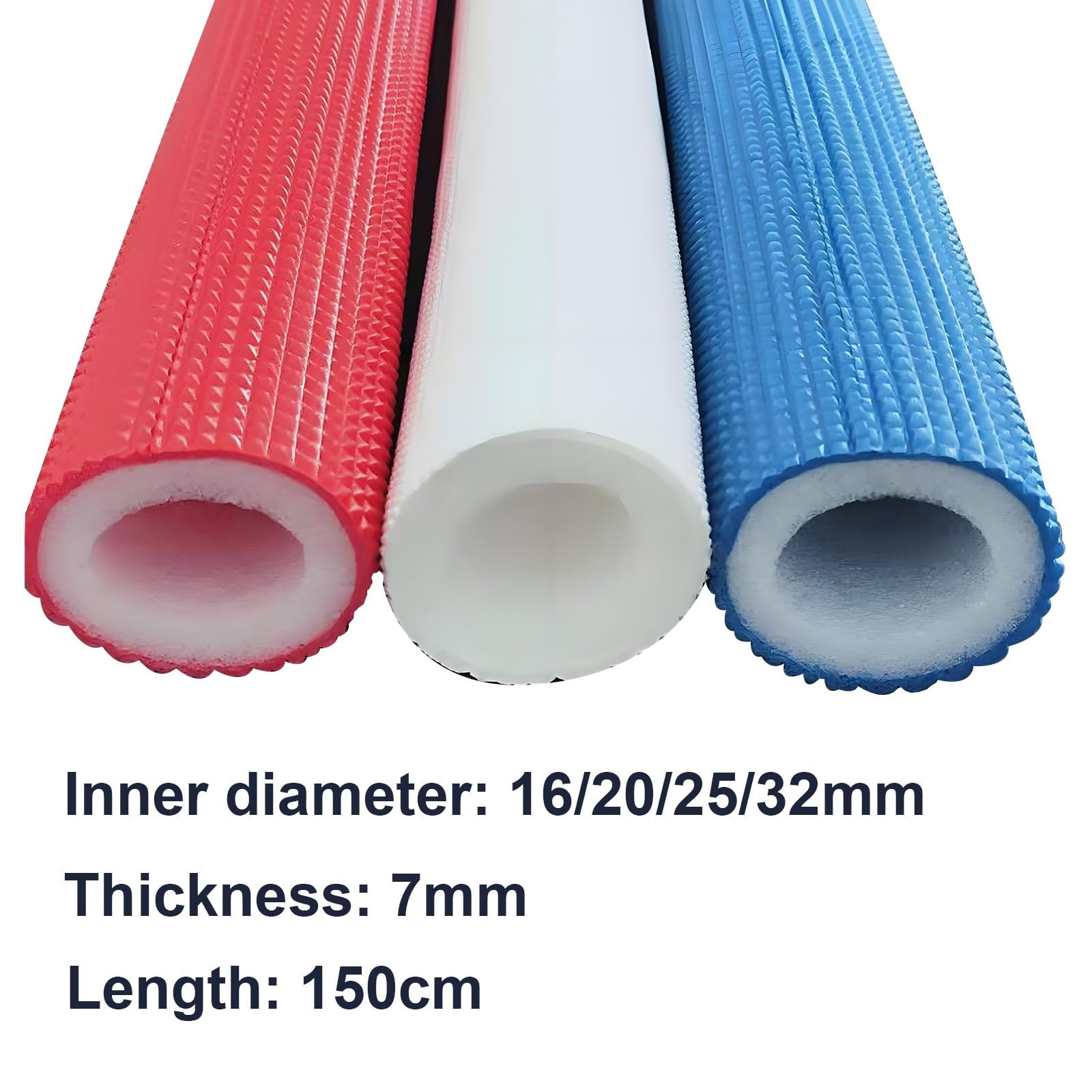 Schaumstoff Rohrisolierung Aluminiumfolienrohre Langlebige Wärmedämmung Rohrverkleidung Geeignet für Gärten, Außenwasserleitungen, Garagen und Fitnessstudios(Red,ID2*0.7*L150cm)